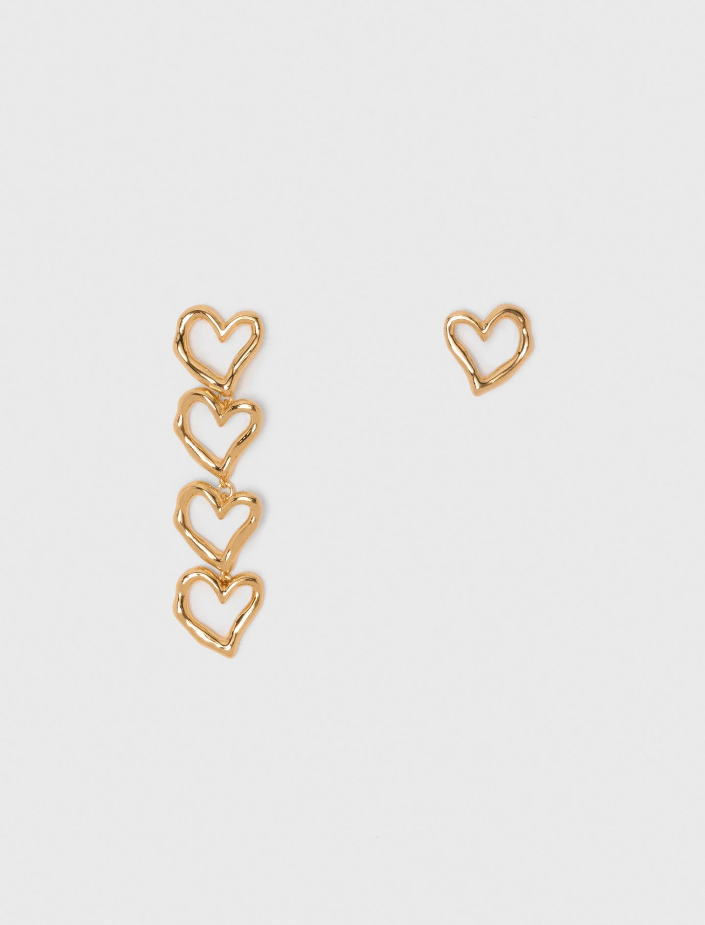 Asymmetric heart earrings Light Gold - Image 6