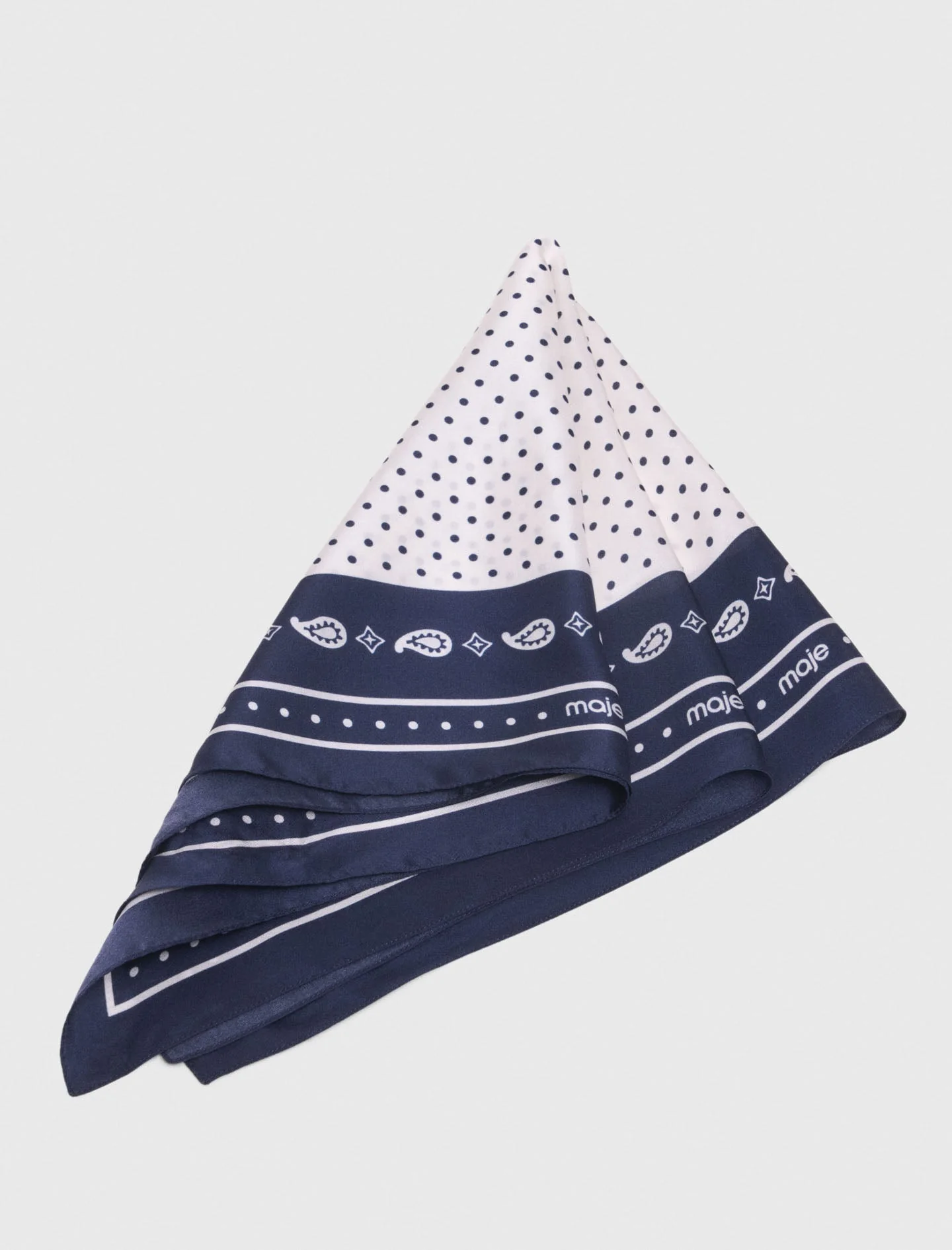 60X60 Silk Print Bandana Navy Polka Dot Bandana Print - Image 3