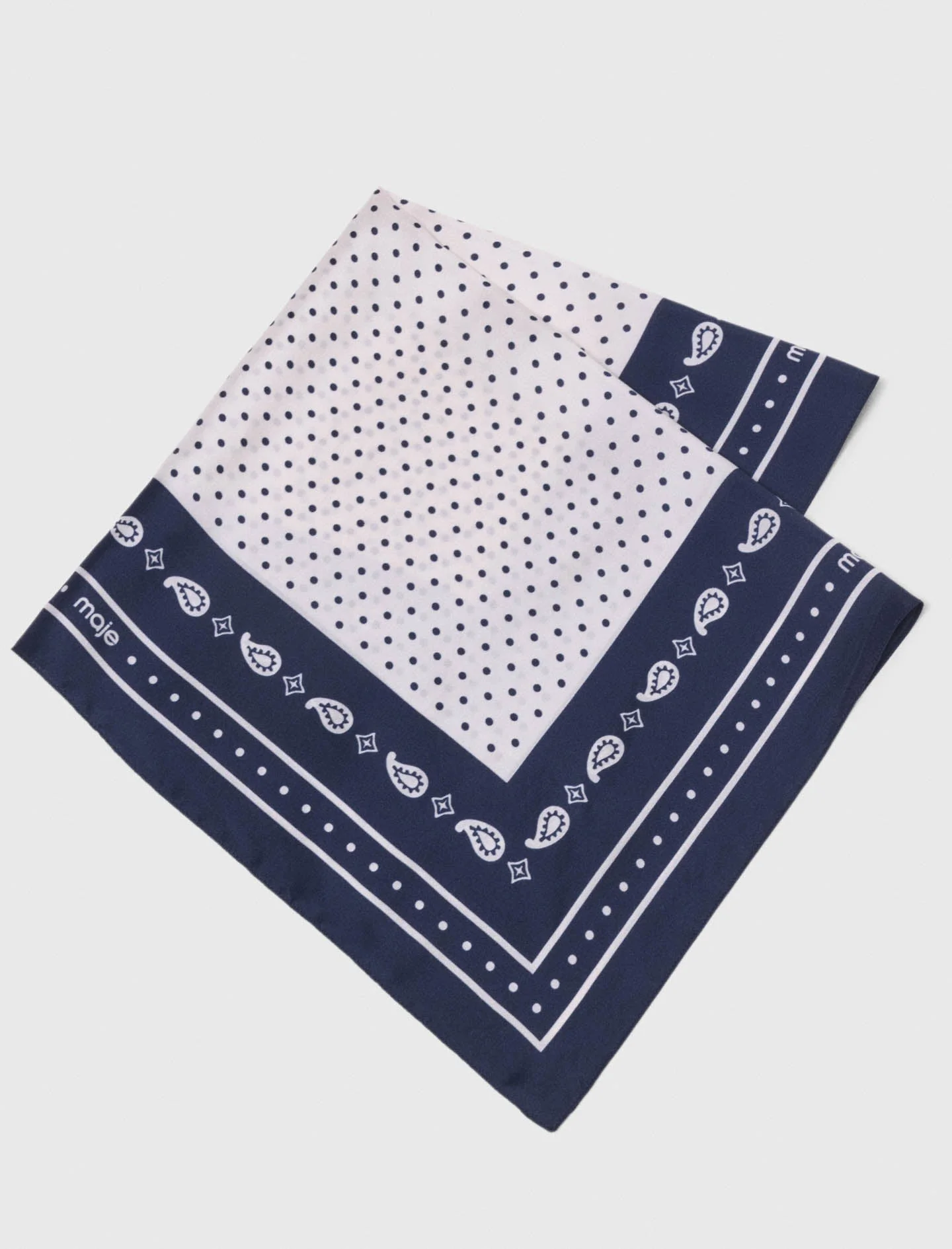 60X60 Silk Print Bandana Navy Polka Dot Bandana Print - Image 4