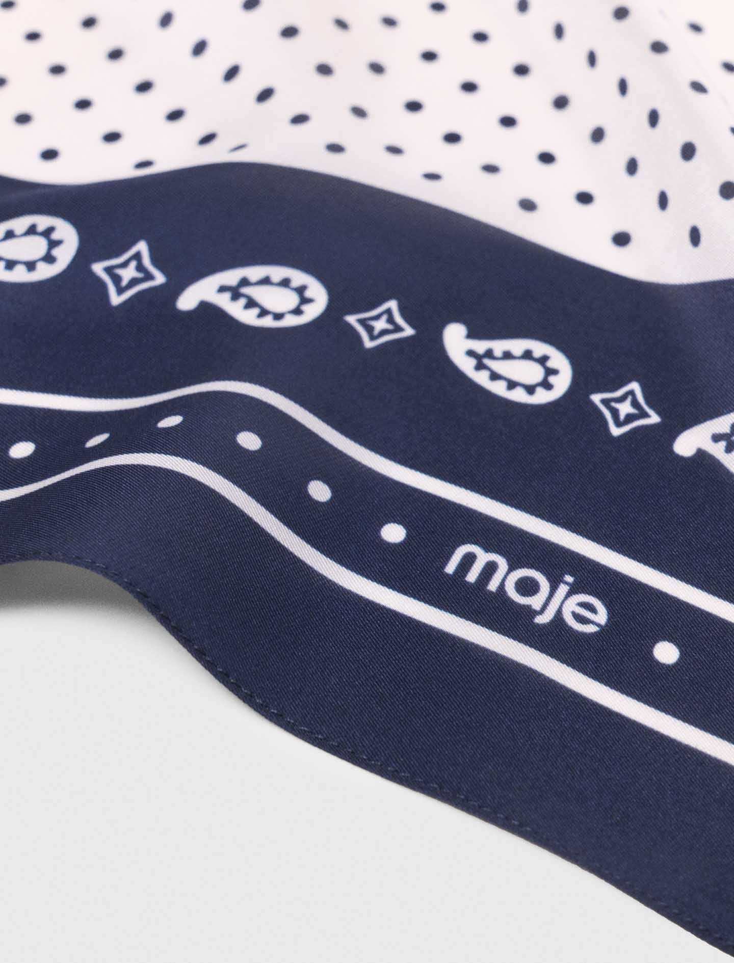 60X60 Silk Print Bandana Navy Polka Dot Bandana Print - Image 5