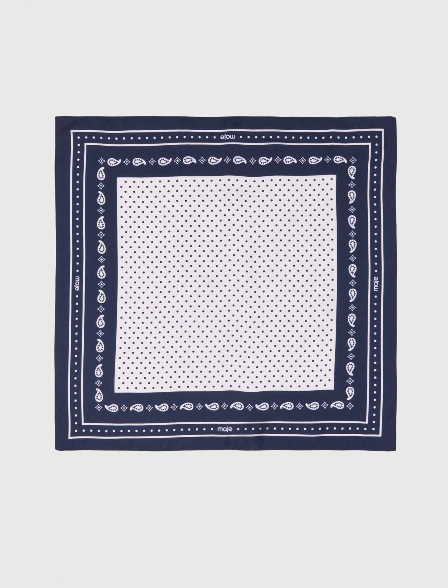 60X60 Silk Print Bandana Navy Polka Dot Bandana Print - Image 7
