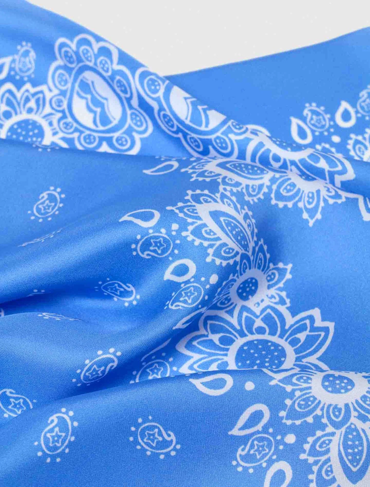 Bandana Print Silk Scarf Light Blue Bandana - Image 4