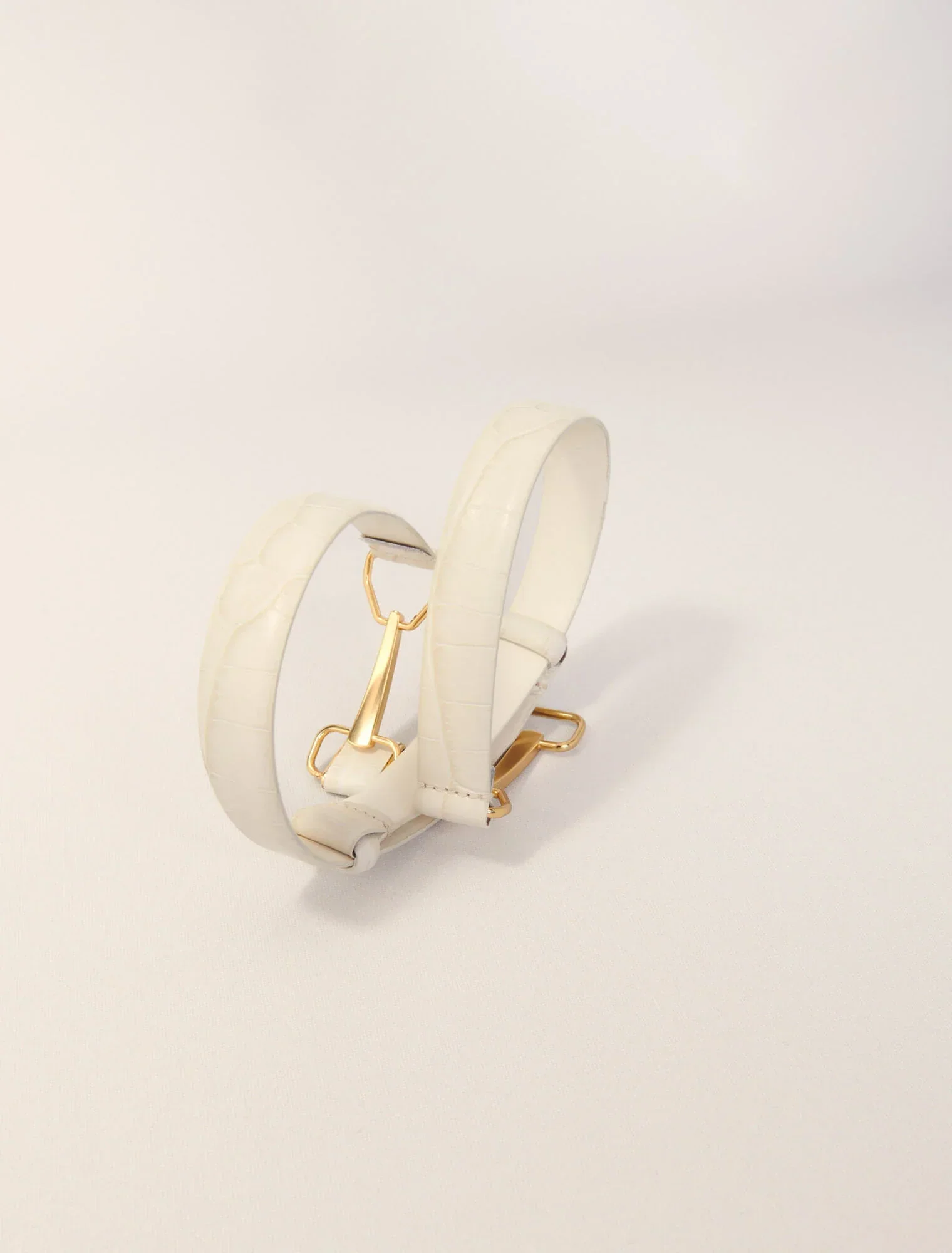 Leather belt with horse bit buckle Ecru - Image 3