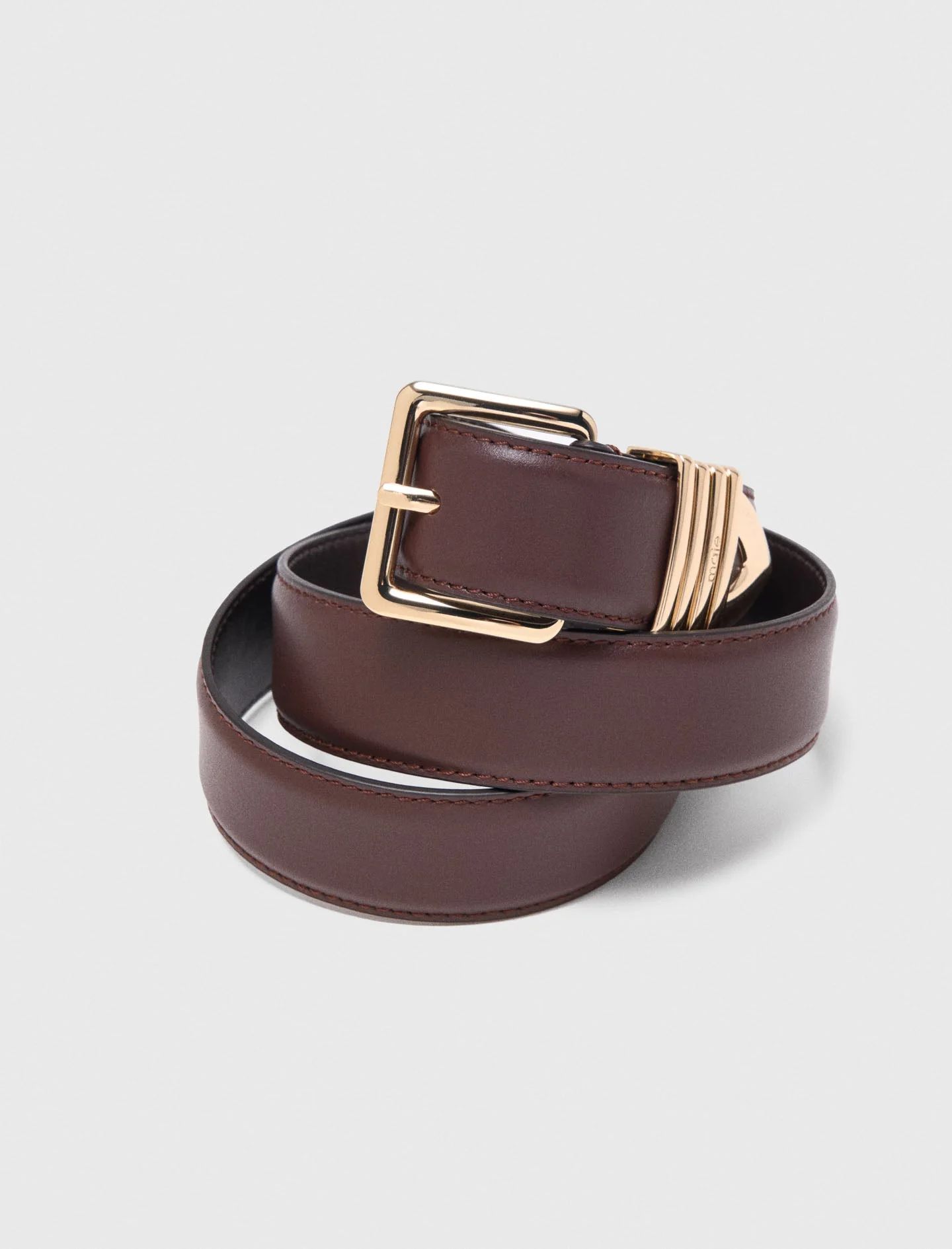 Smooth leather belt Dark Brown - Image 3