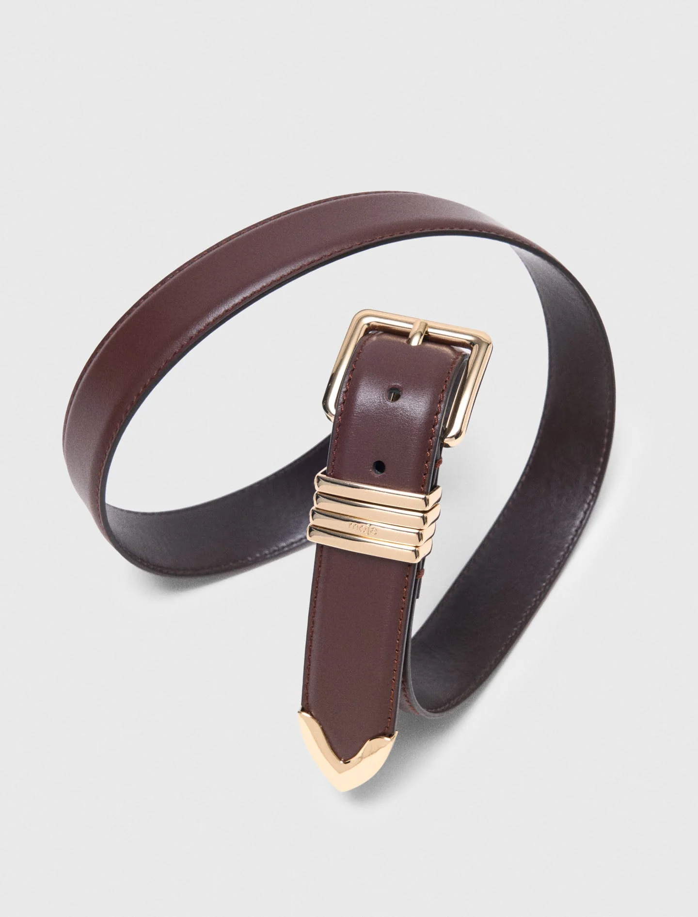 Smooth leather belt Dark Brown - Image 4