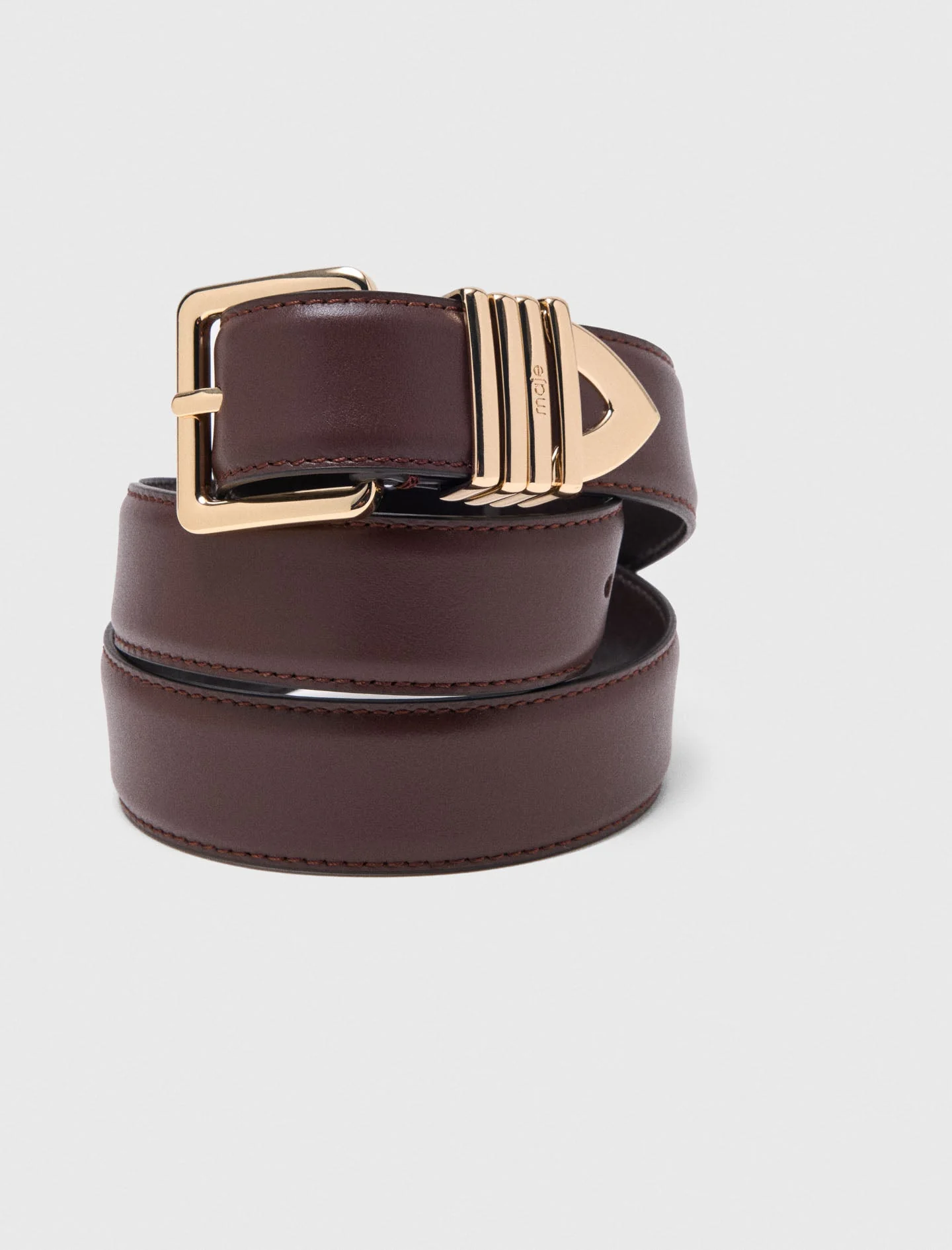 Smooth leather belt Dark Brown - Image 5