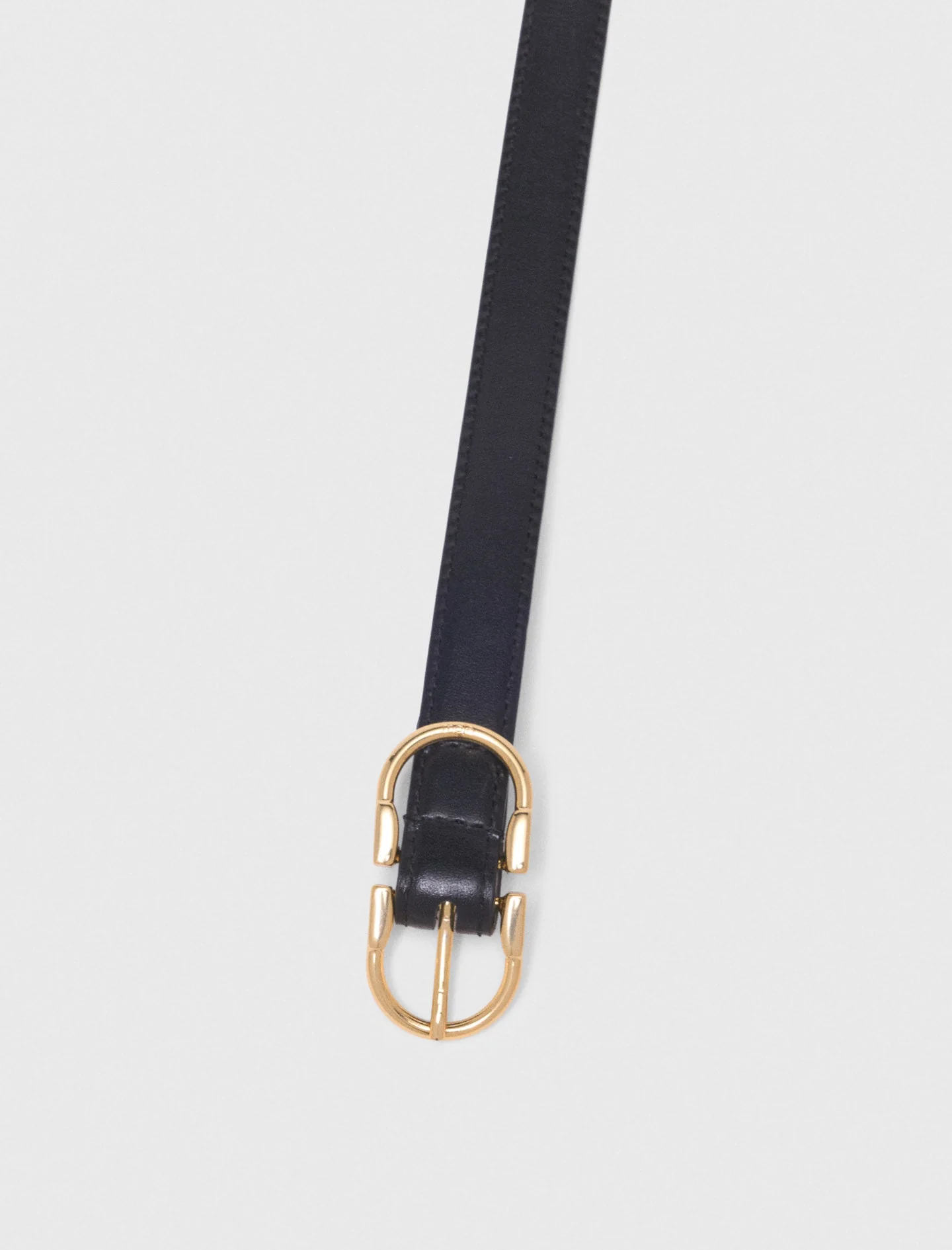 Double-Buckle Leather Belt Black - Image 5