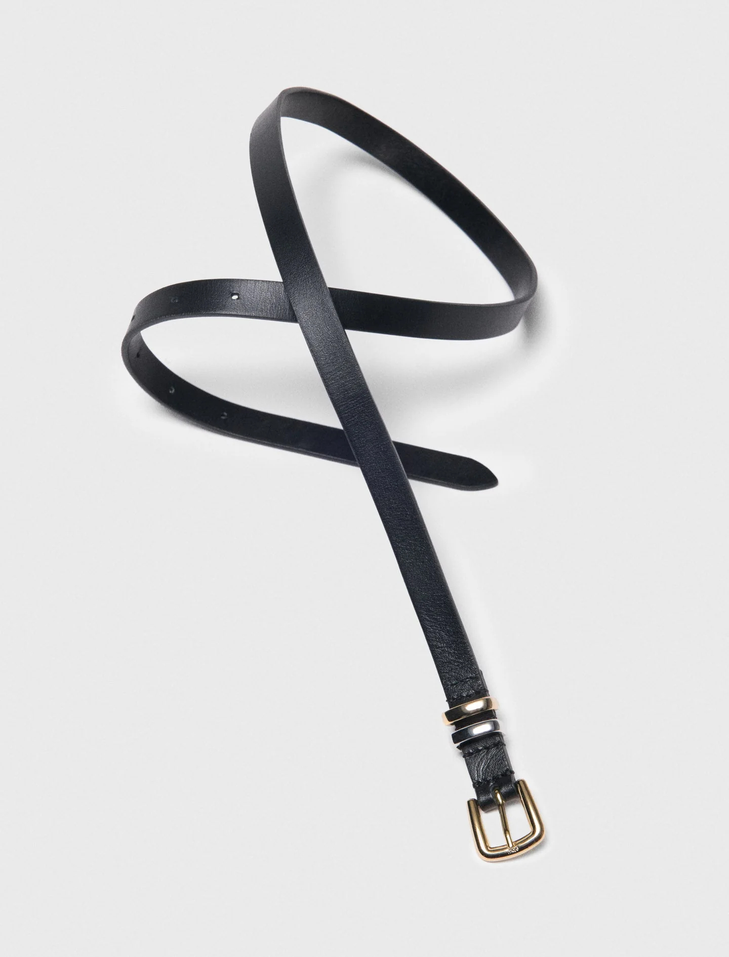 Slim belt with diamanté buckle Black - Image 4