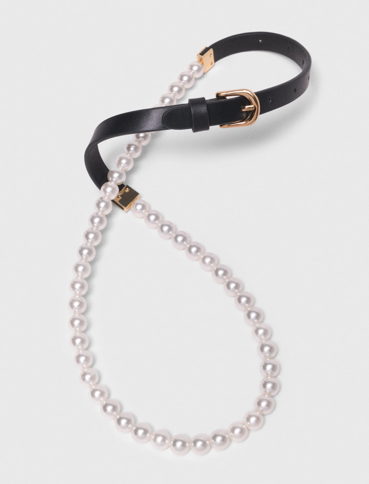 Mixed Bead And Leather Belt Black - Image 3