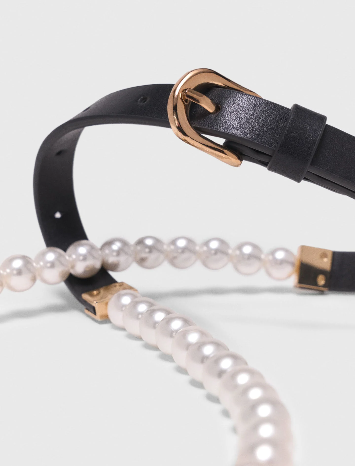 Mixed Bead And Leather Belt Black - Image 4