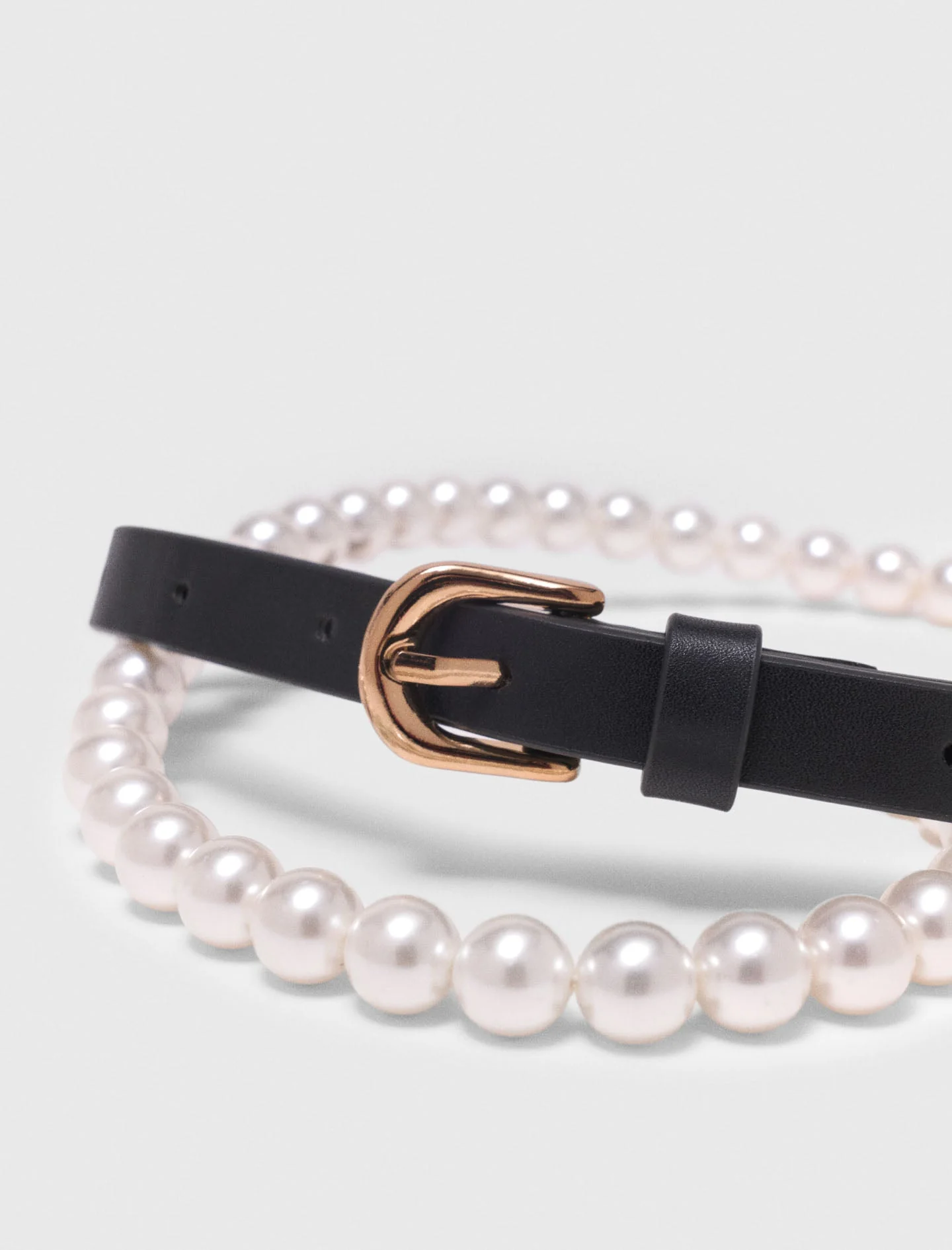 Mixed Bead And Leather Belt Black - Image 5