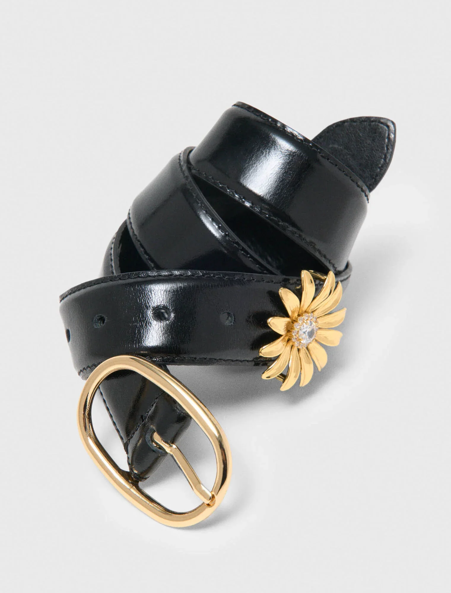 Leather Belt With Removable Jewel Black - Image 3