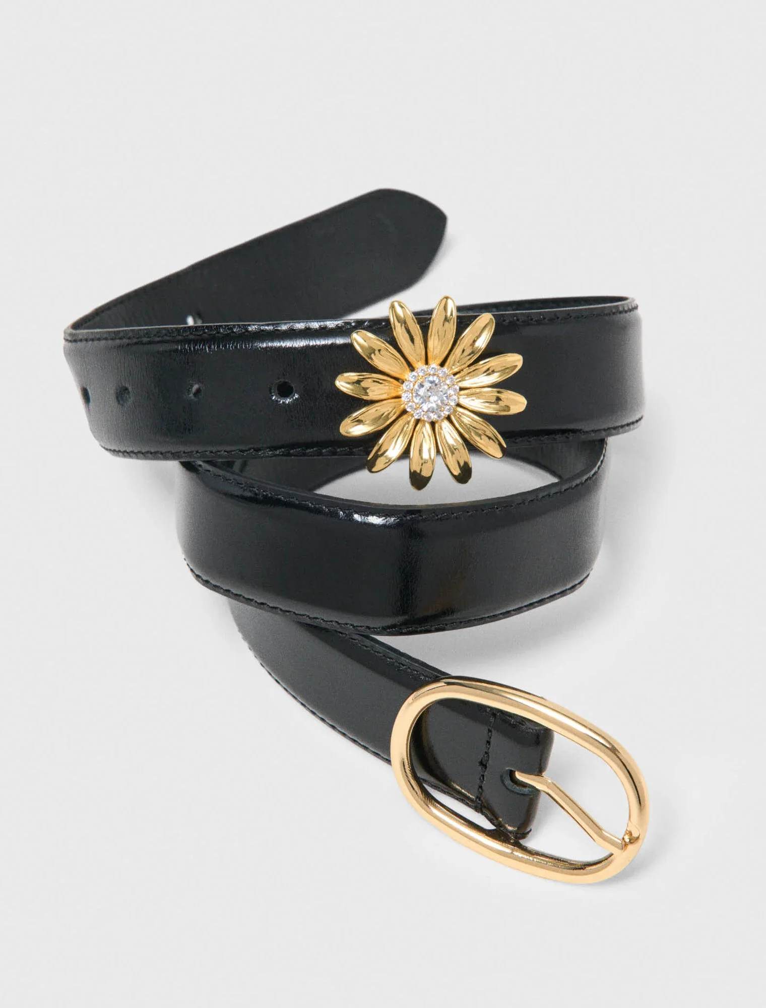 Leather Belt With Removable Jewel Black - Image 4