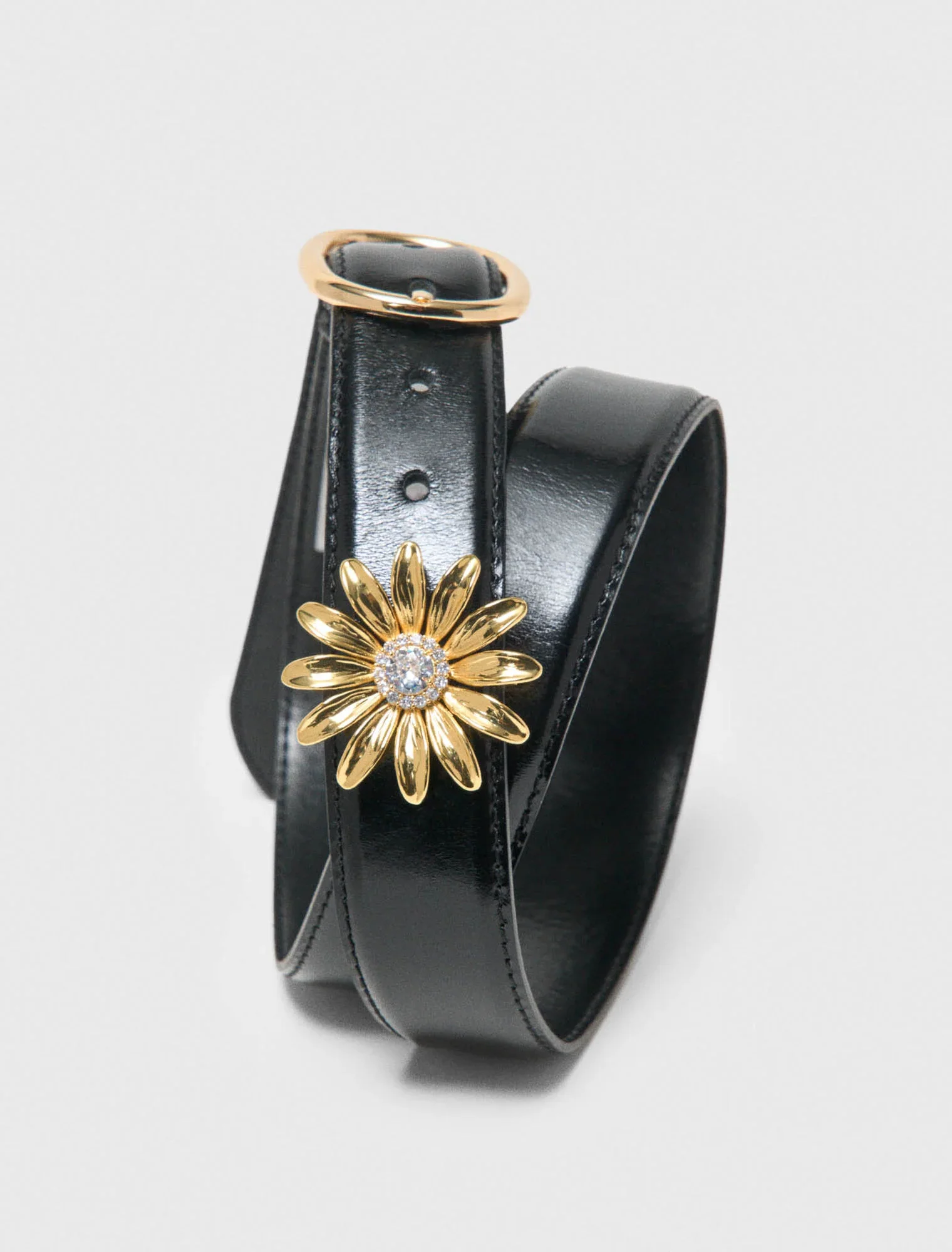 Leather Belt With Removable Jewel Black - Image 6