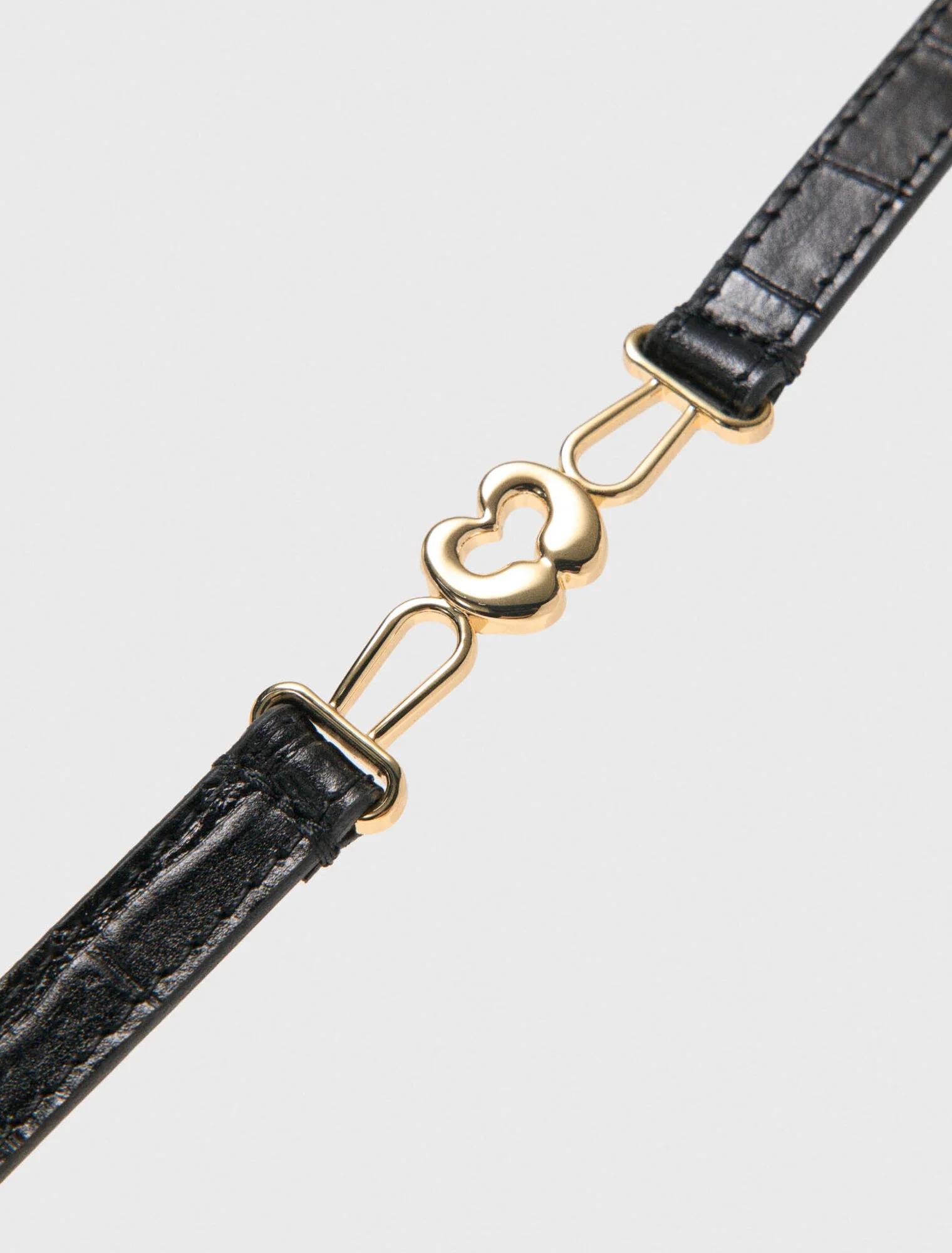 Slim Croc-Effect Leather Belt Black - Image 6