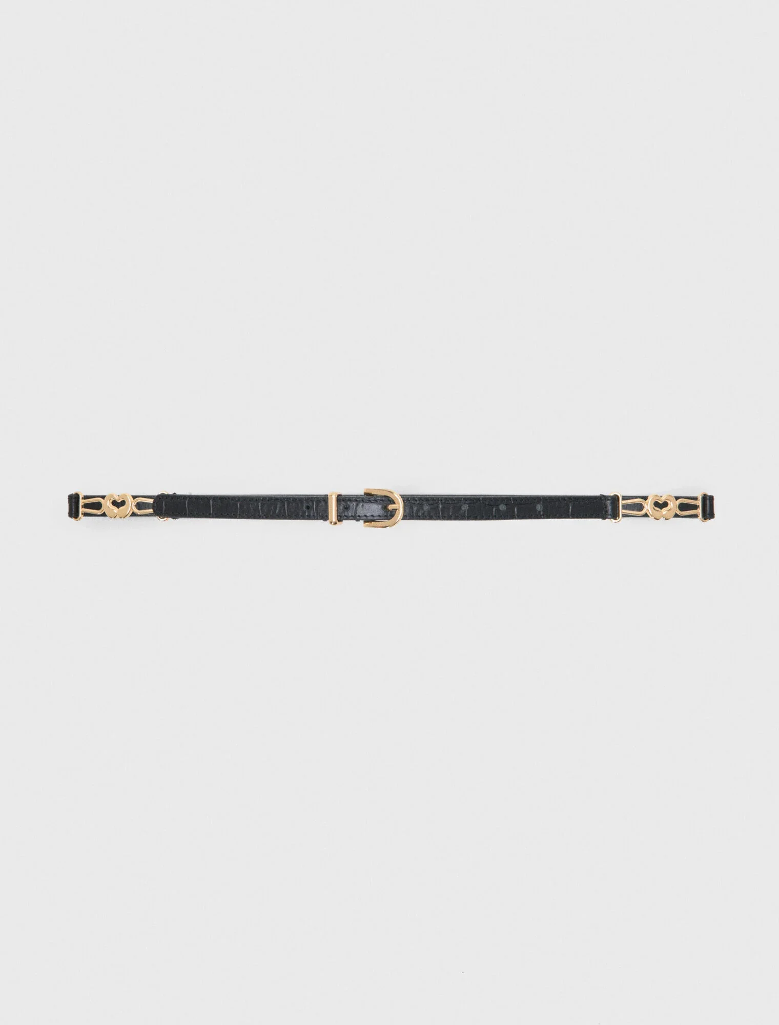Slim Croc-Effect Leather Belt Black - Image 7