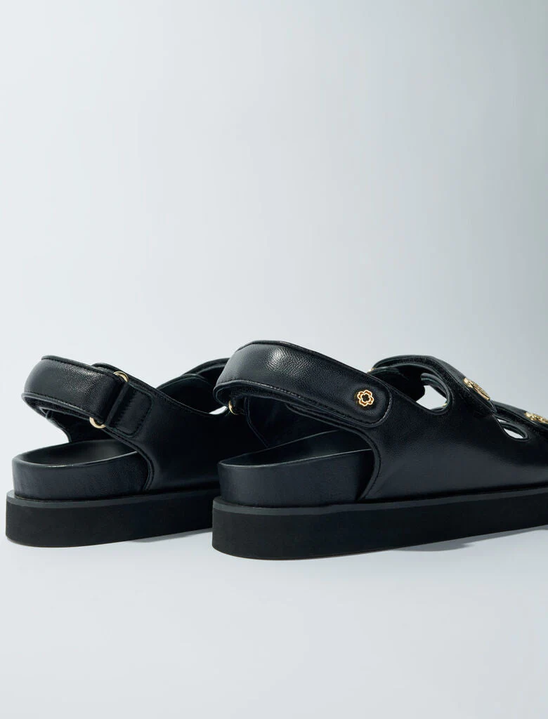 Flat leather sandals Black - Image 4