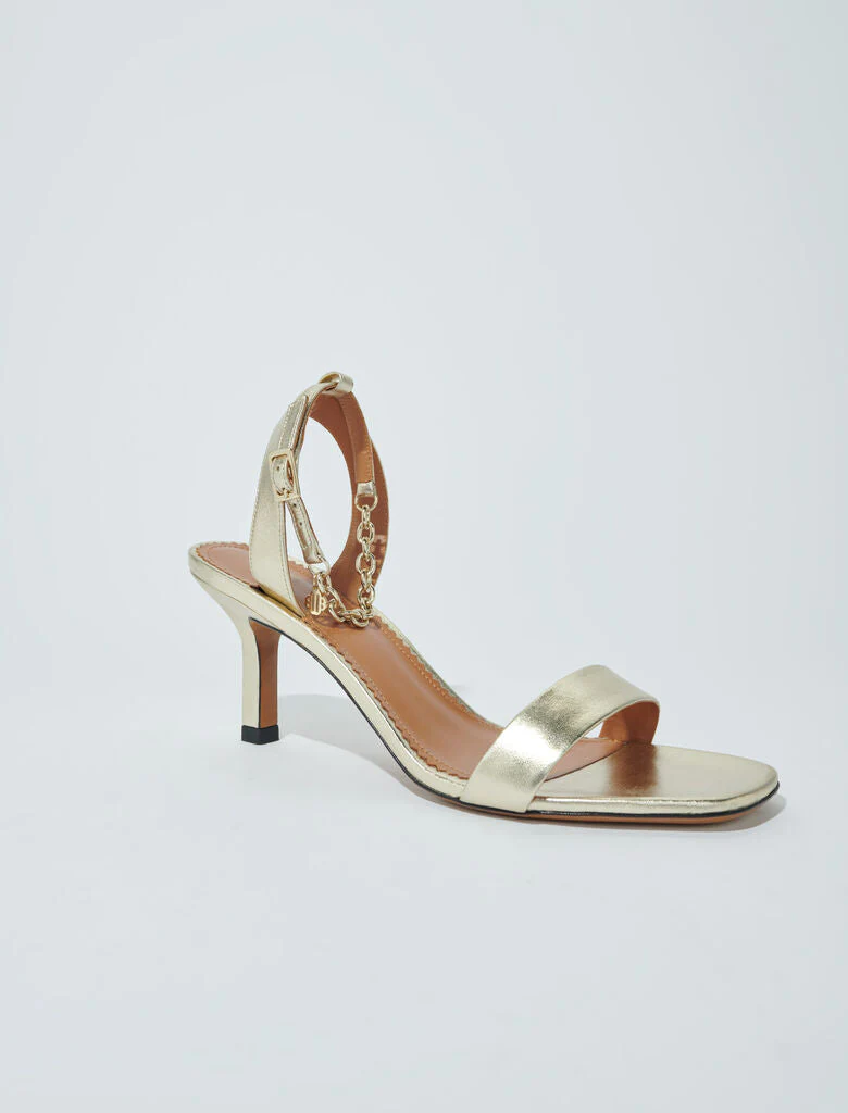 Gold metallic leather sandals Light Gold - Image 3