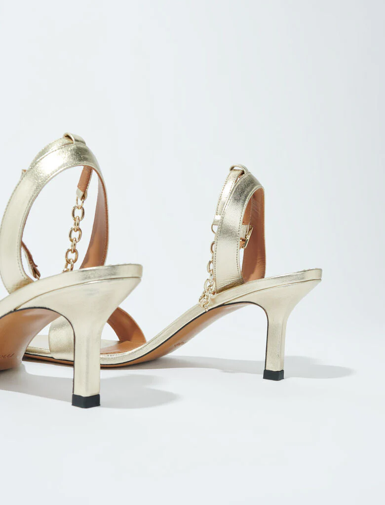 Gold metallic leather sandals Light Gold - Image 4