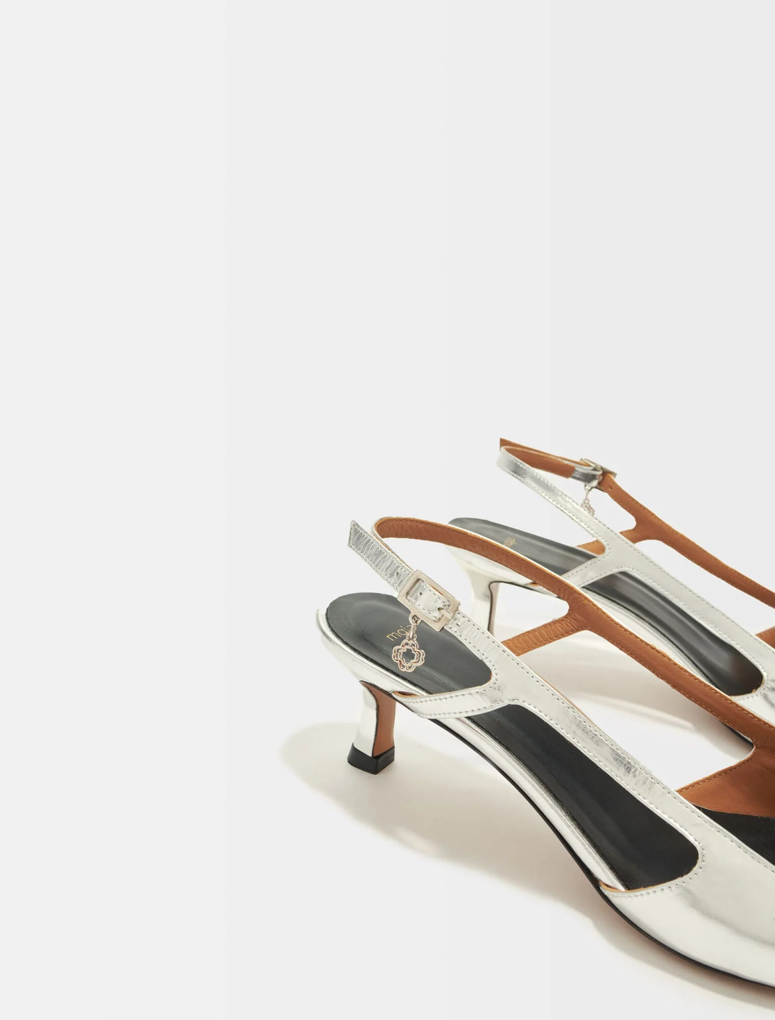 Silver leather strappy heels Silver - Image 3