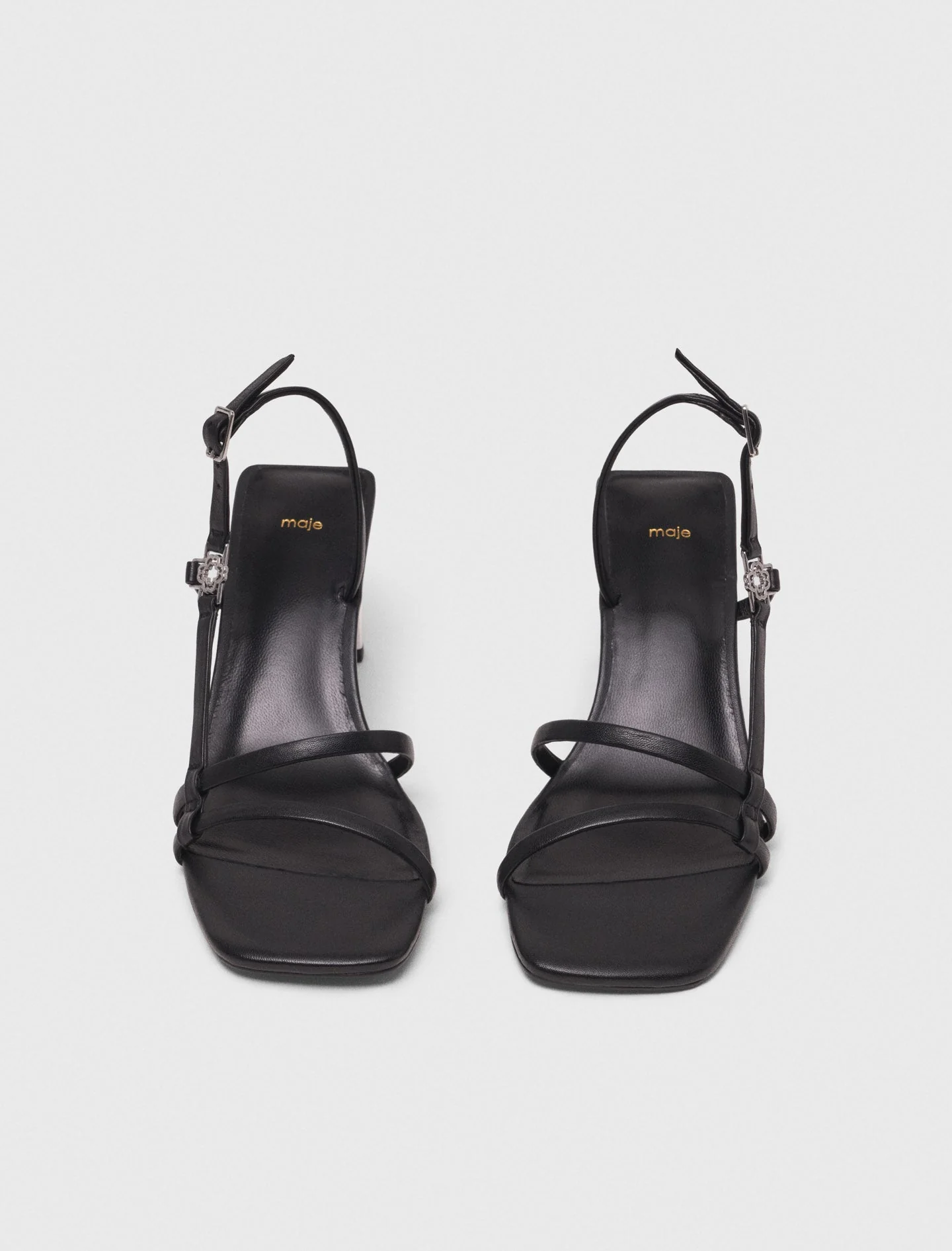 Strappy sandals with metallic heel Black - Image 6