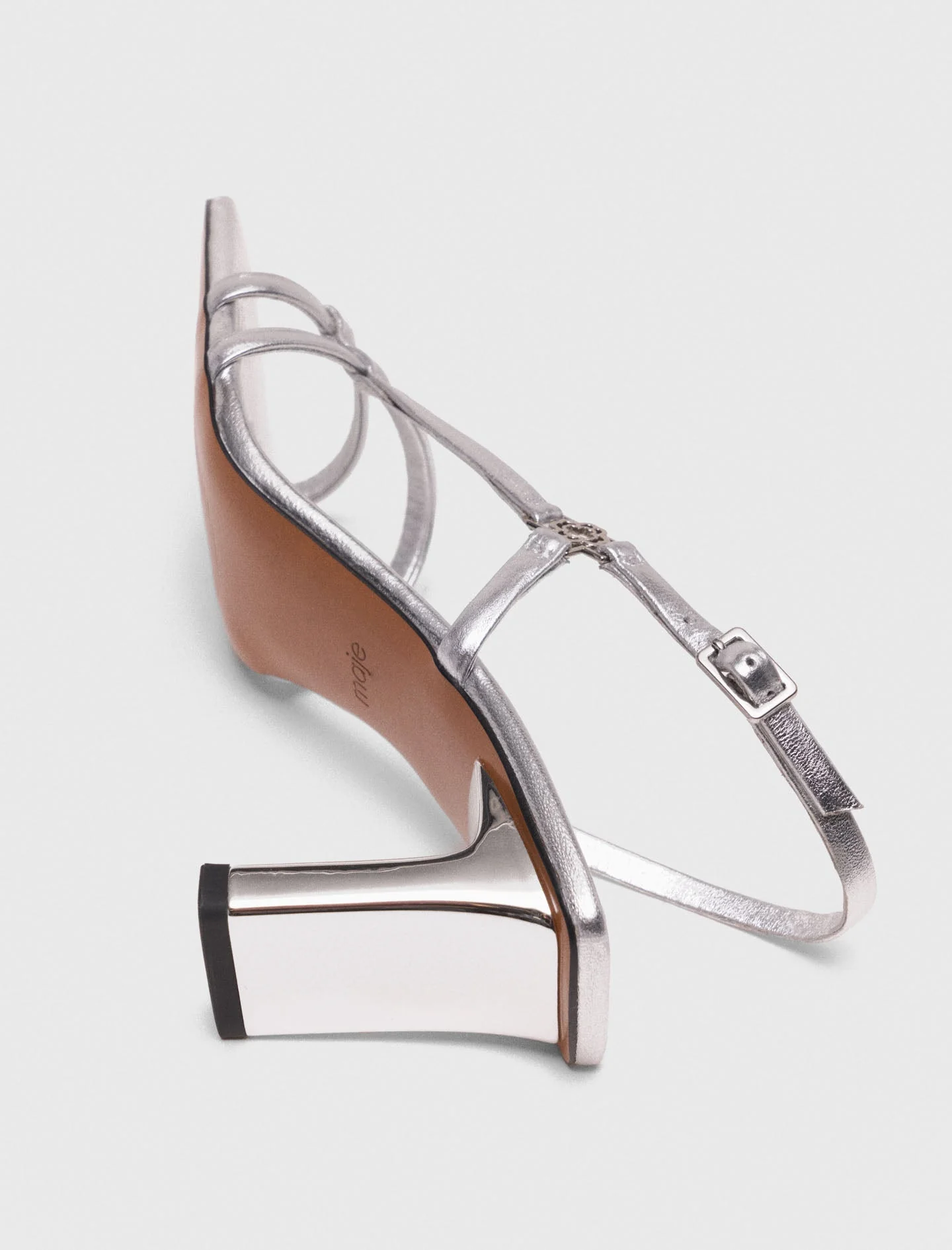 Metallic strappy sandals with heel Silver - Image 5