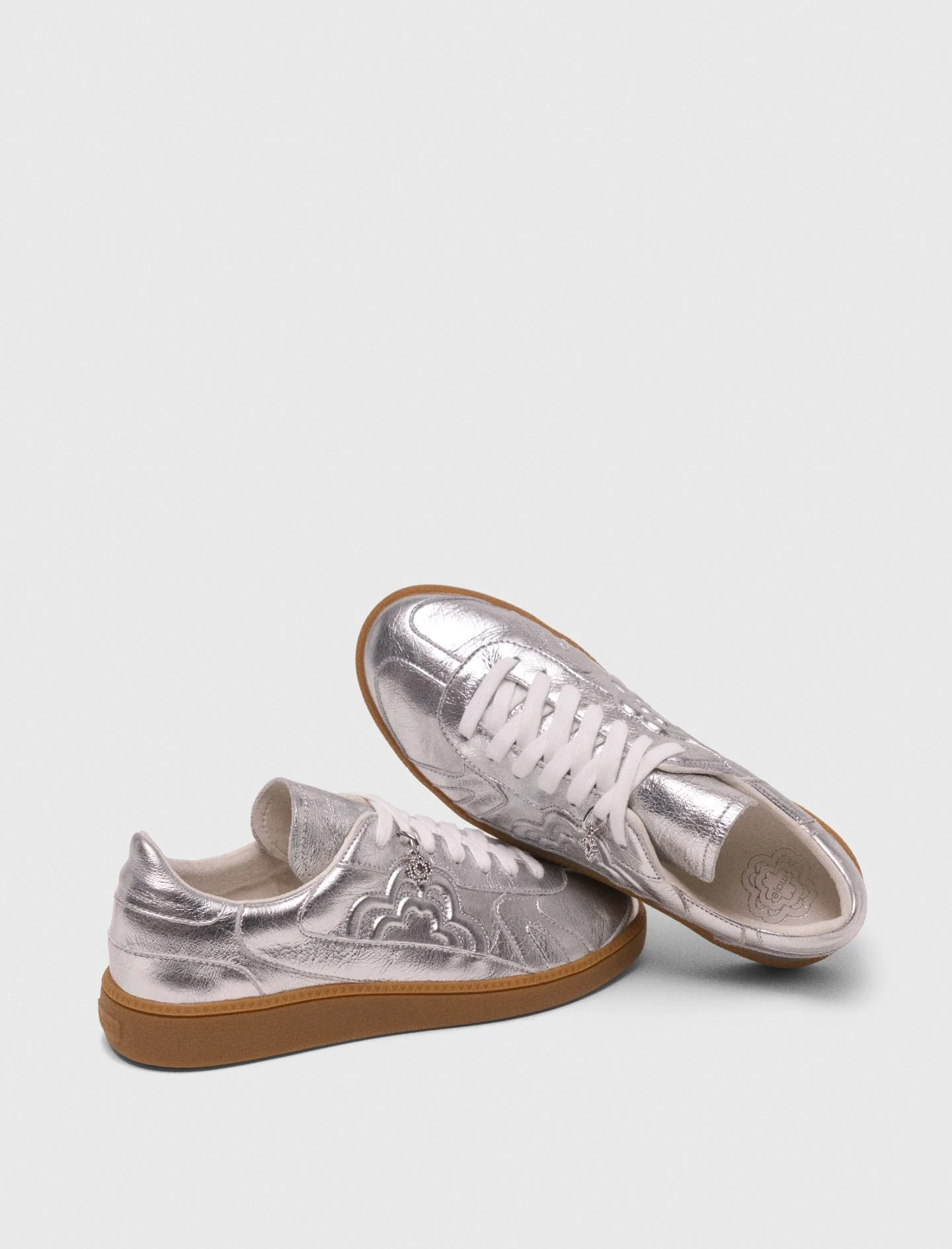 Metallic leather sneakers Silver - Image 3
