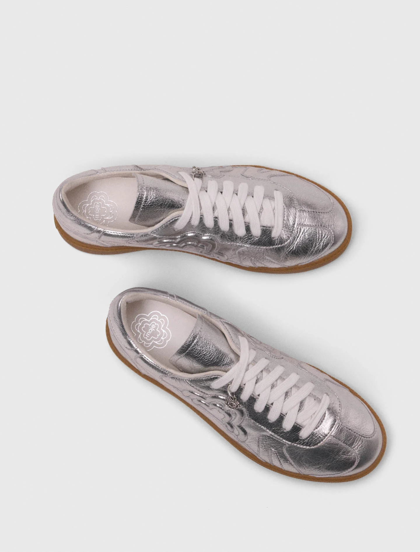 Metallic leather sneakers Silver - Image 4