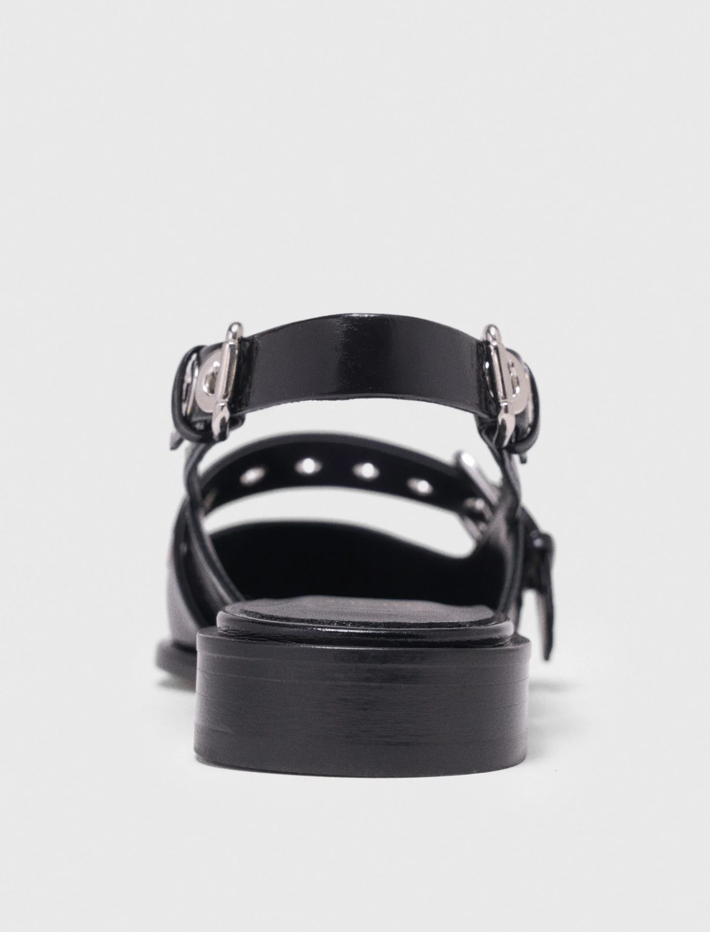 Flat Leather Strap Slingbacks Black - Image 5
