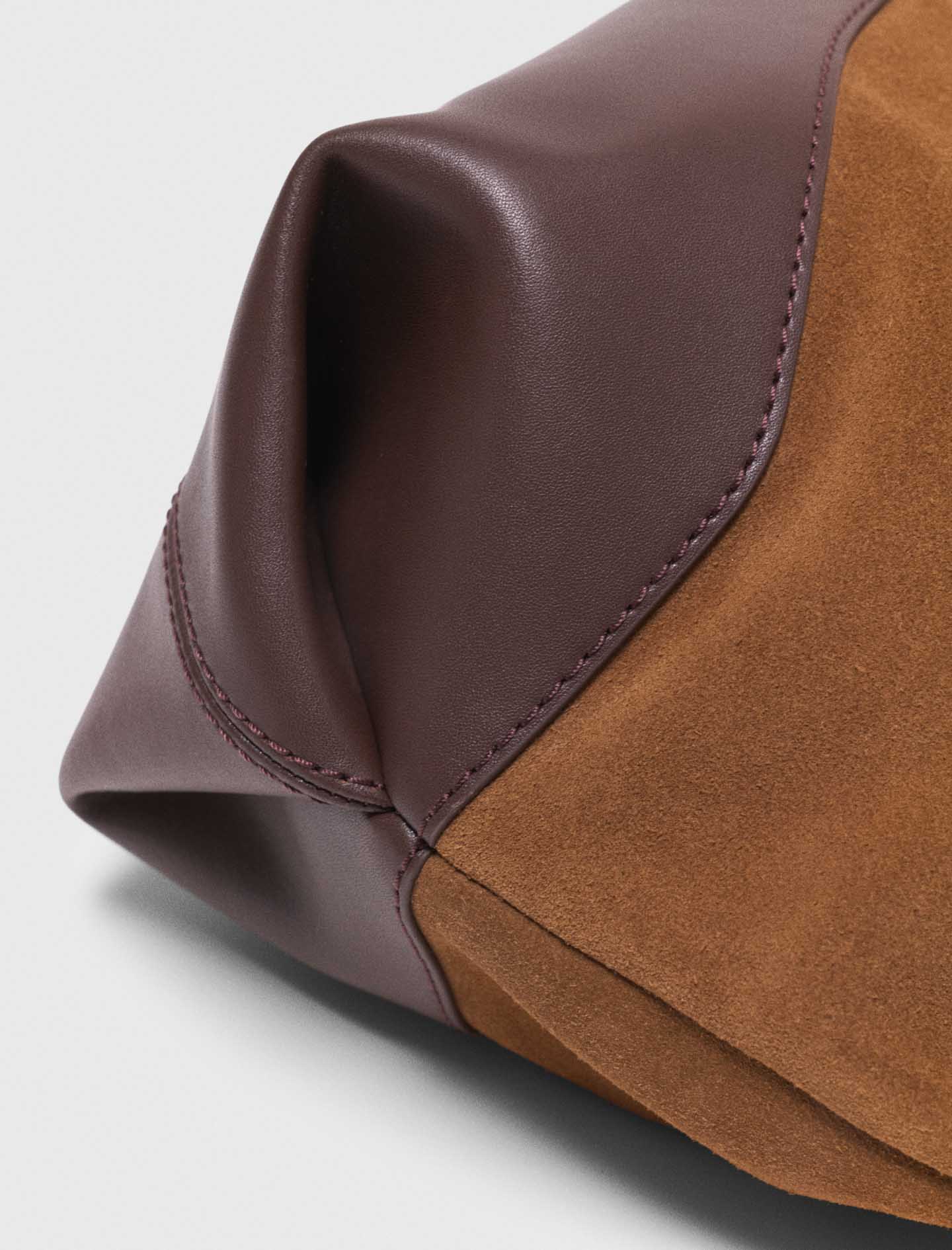 Leather And Suede M Tote Bag Camel/Brown - Image 4