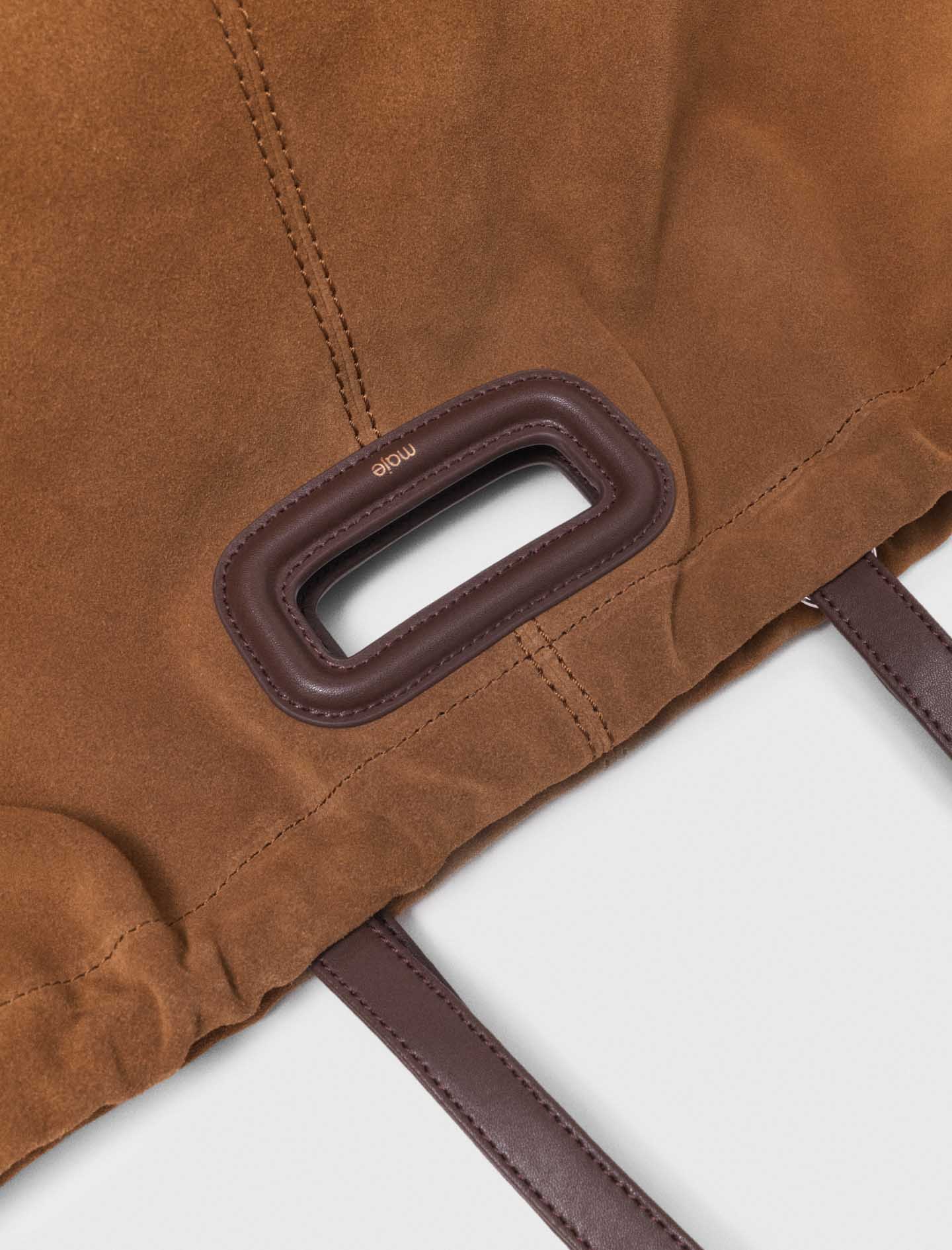 Leather And Suede M Tote Bag Camel/Brown - Image 5