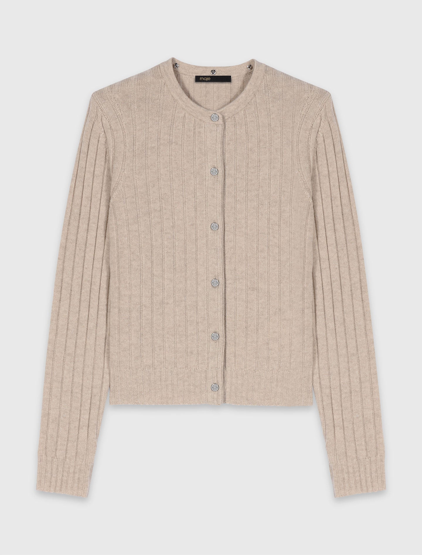Cardigan With Removable Bead Collar Beige - Image 7