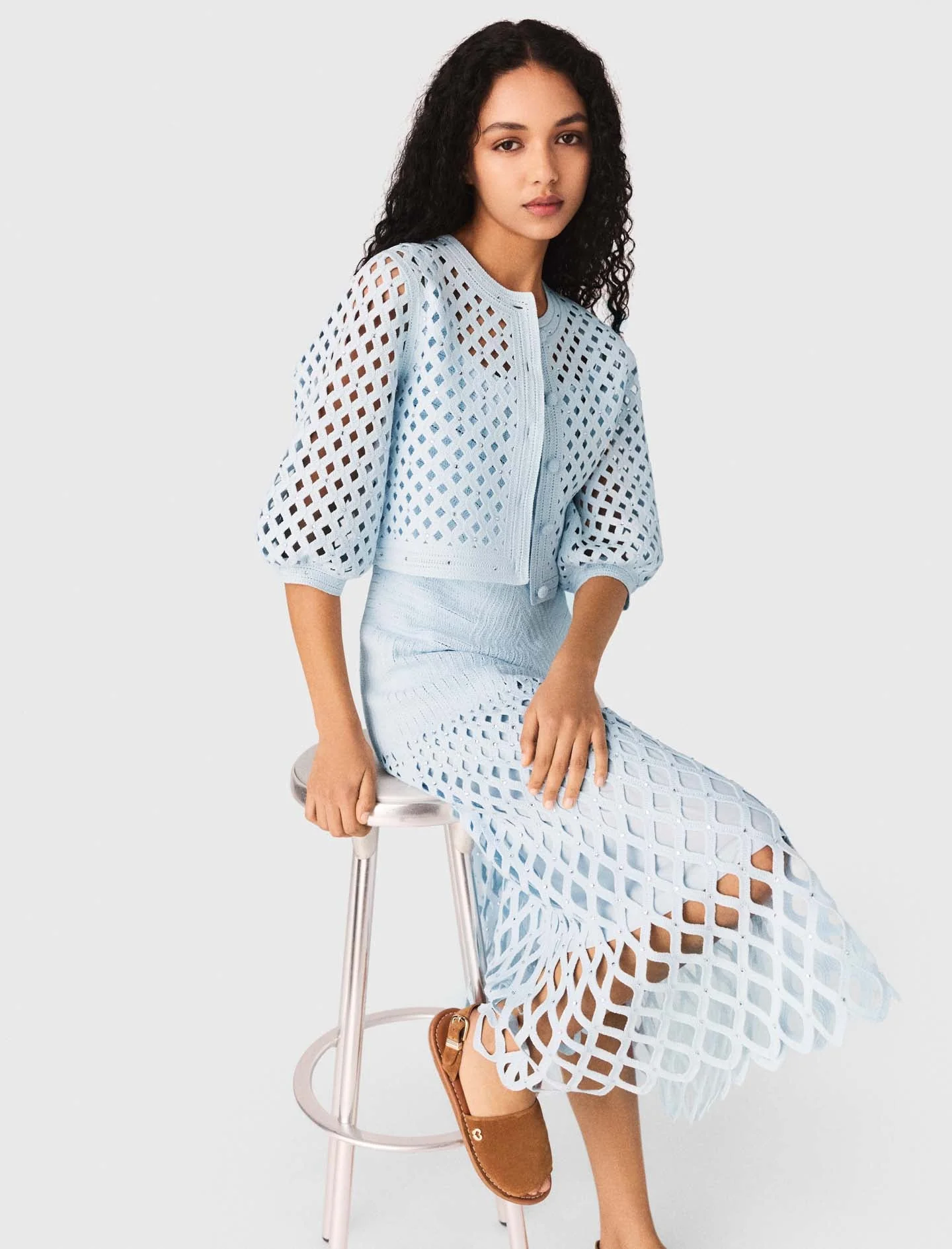 Rhinestone crochet cardigan - Image 5