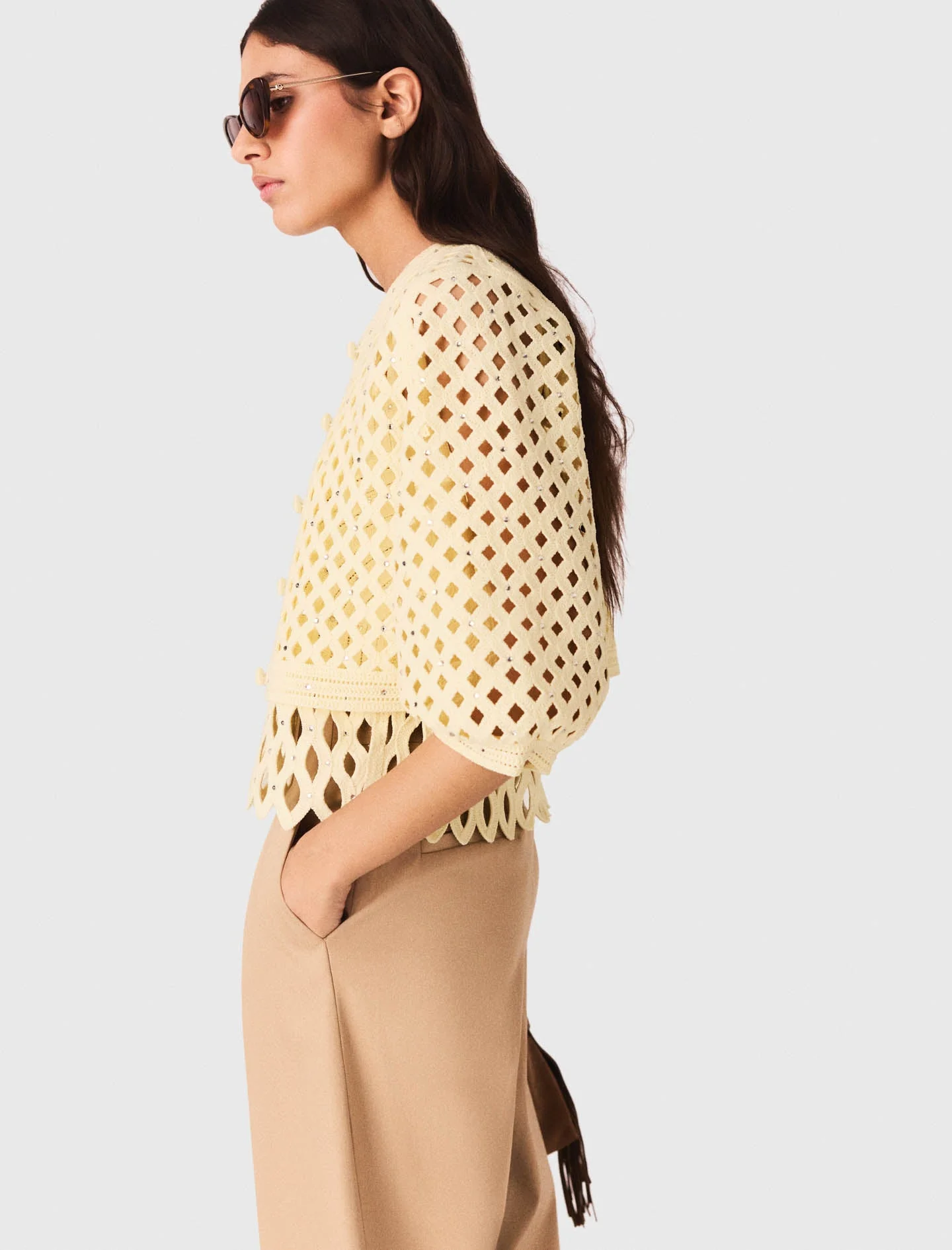 Rhinestone crochet cardigan - Image 3