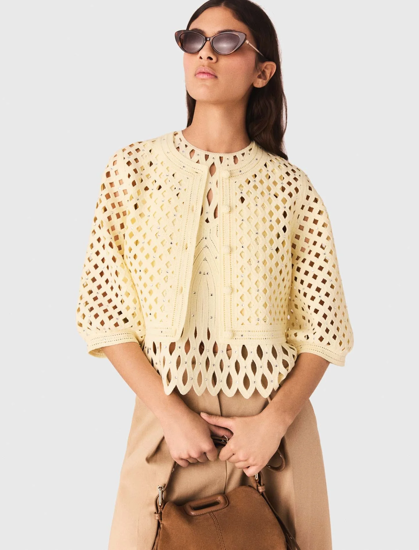 Rhinestone crochet cardigan - Image 4