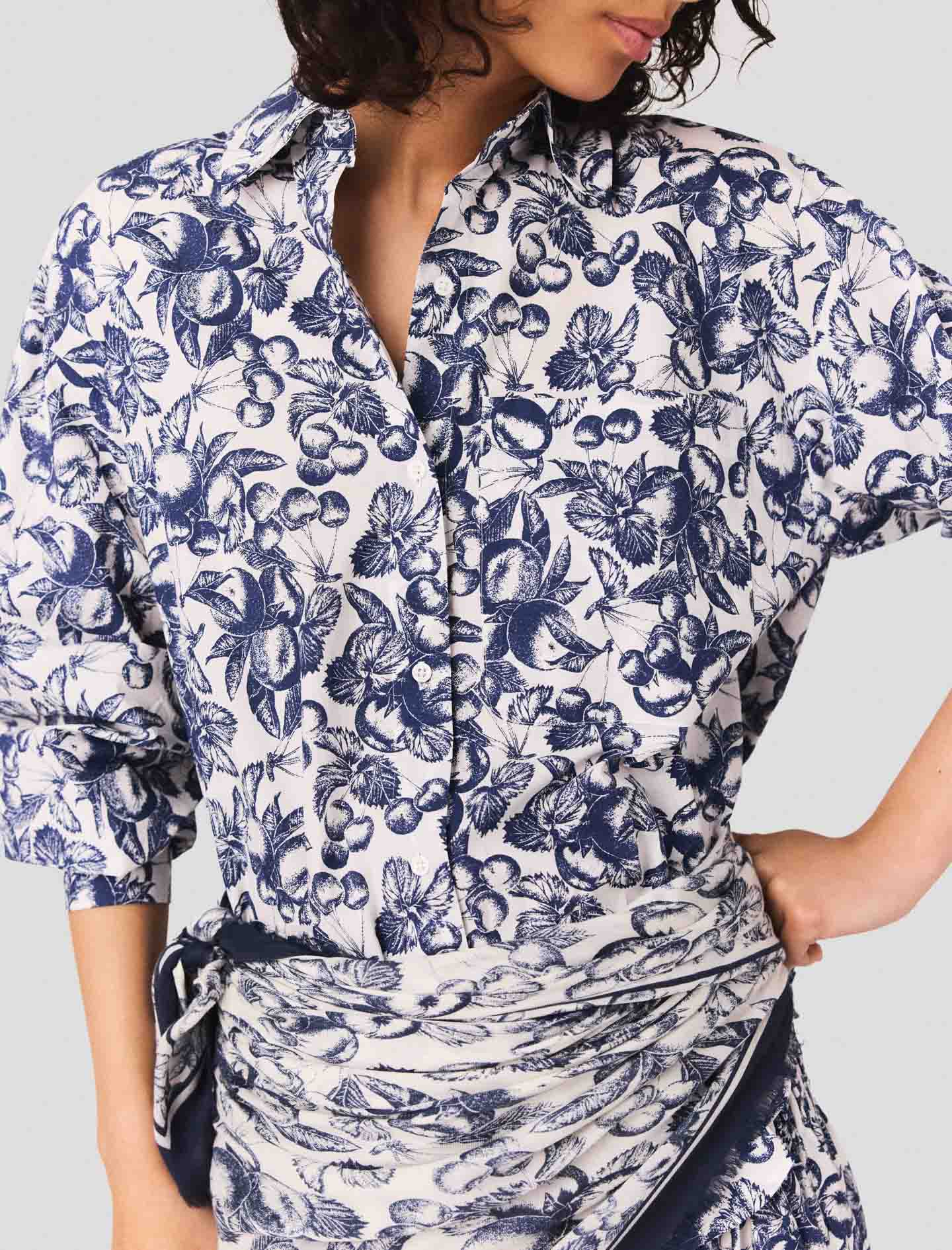 Blue Fruits Print Long printed shirt Blue Fruits Print - Image 4