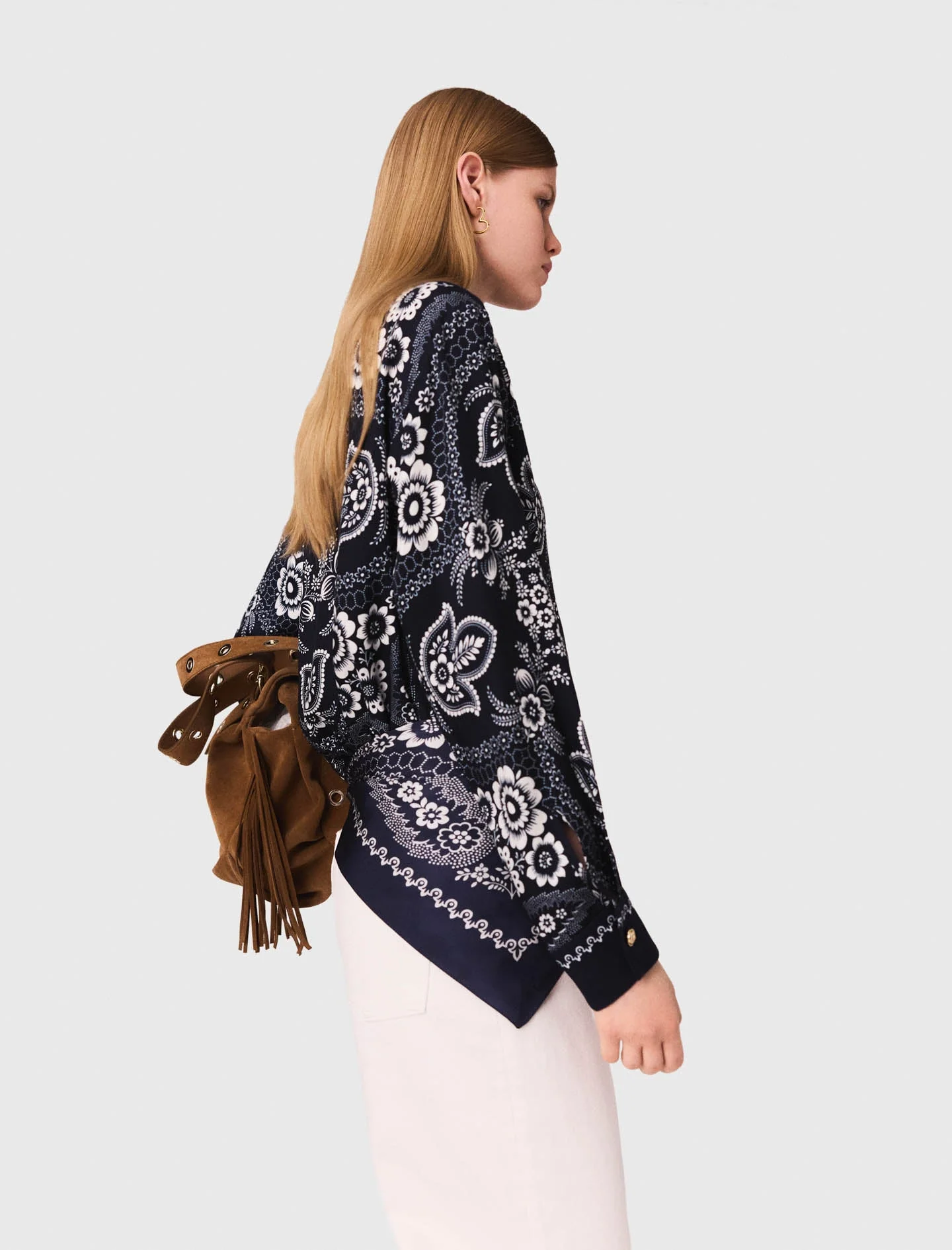 Flowing printed shirt Navy Bandana Print - Image 5