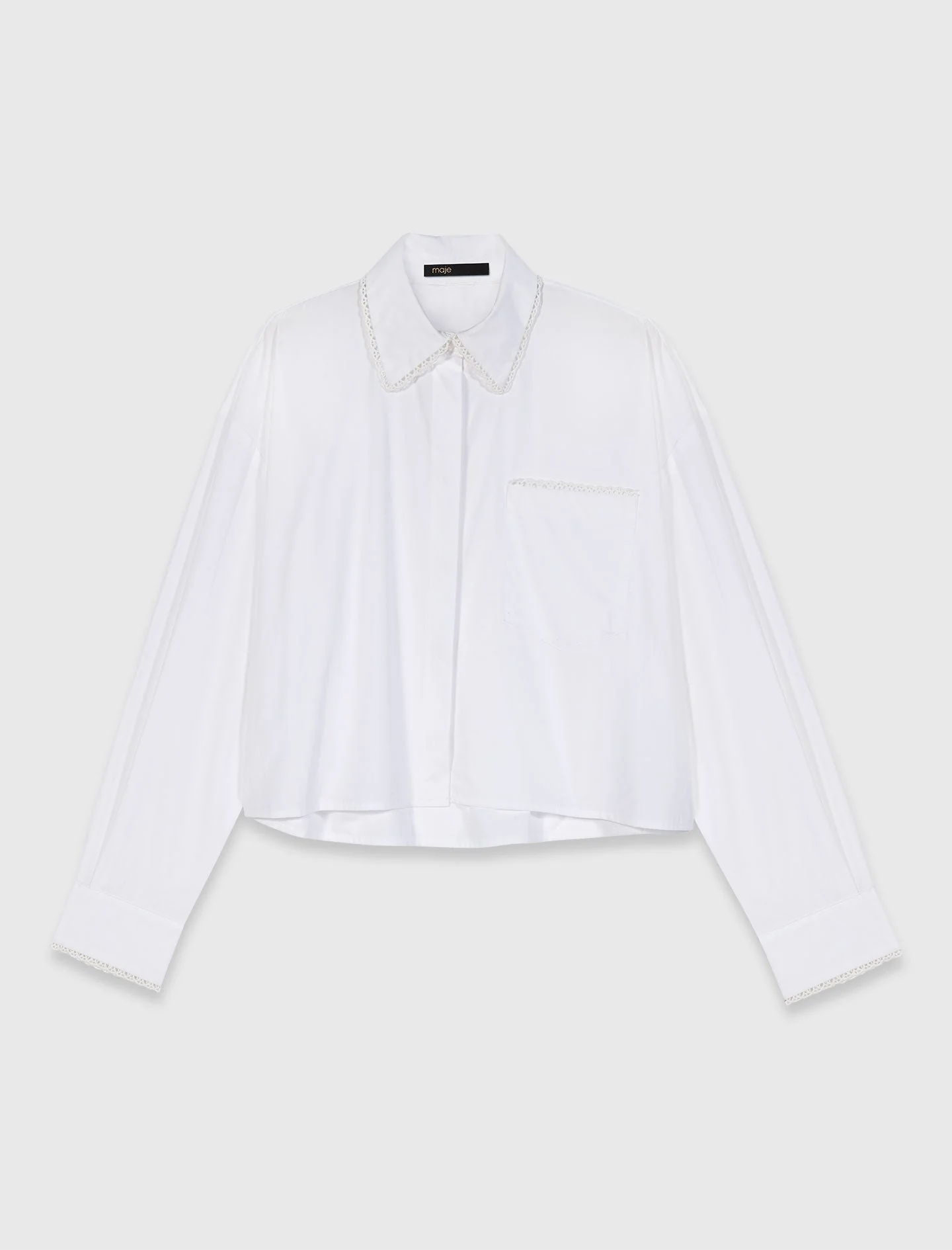 Crochet Collar Shirt White - Image 8