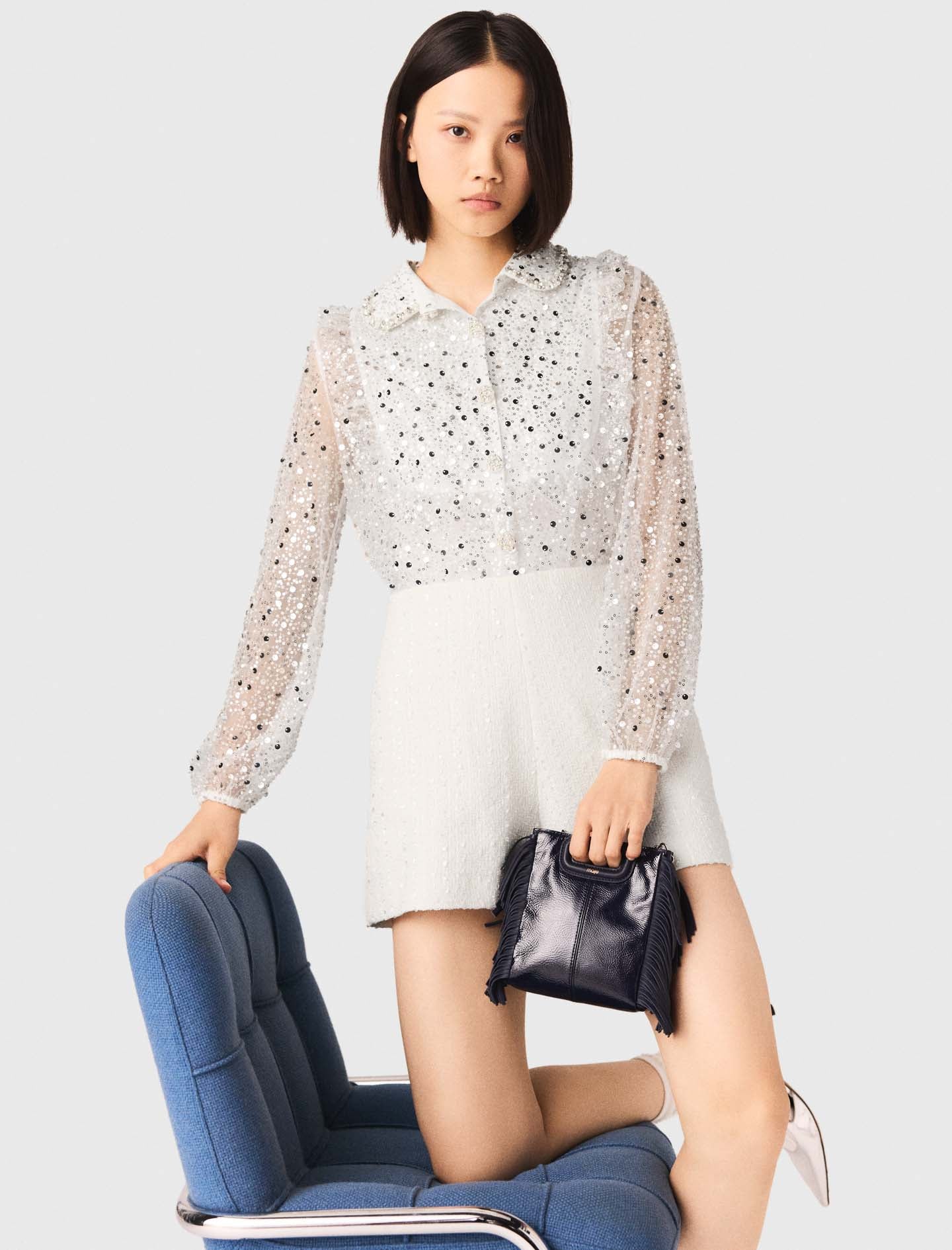 Tweed Playsuit Ecru - Image 4