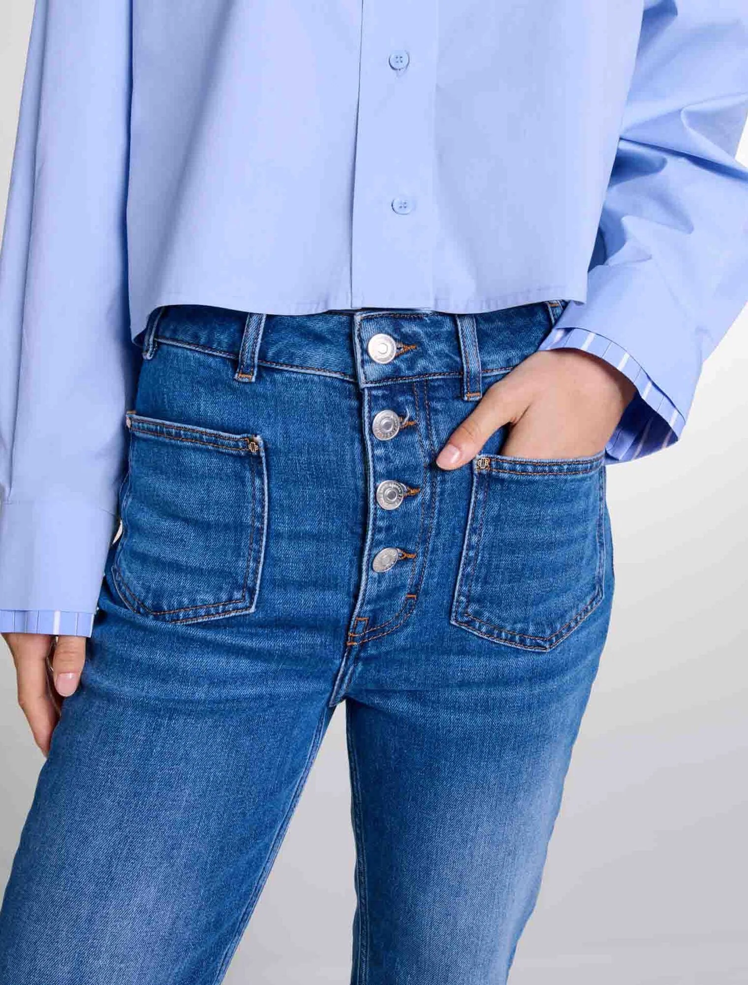Denim jeans with pockets Blue - Image 7
