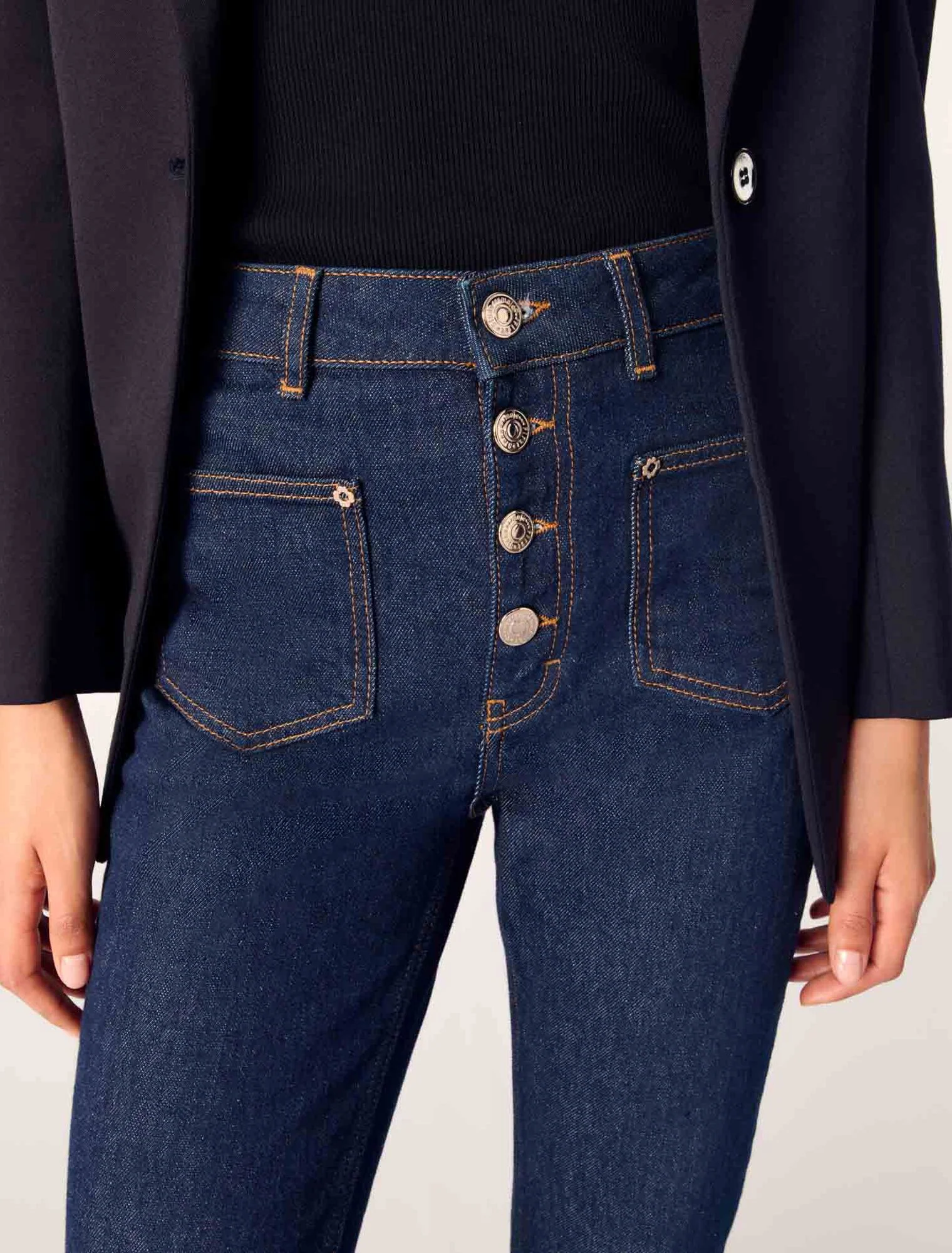 Denim jeans with pockets Dark Blue - Image 6