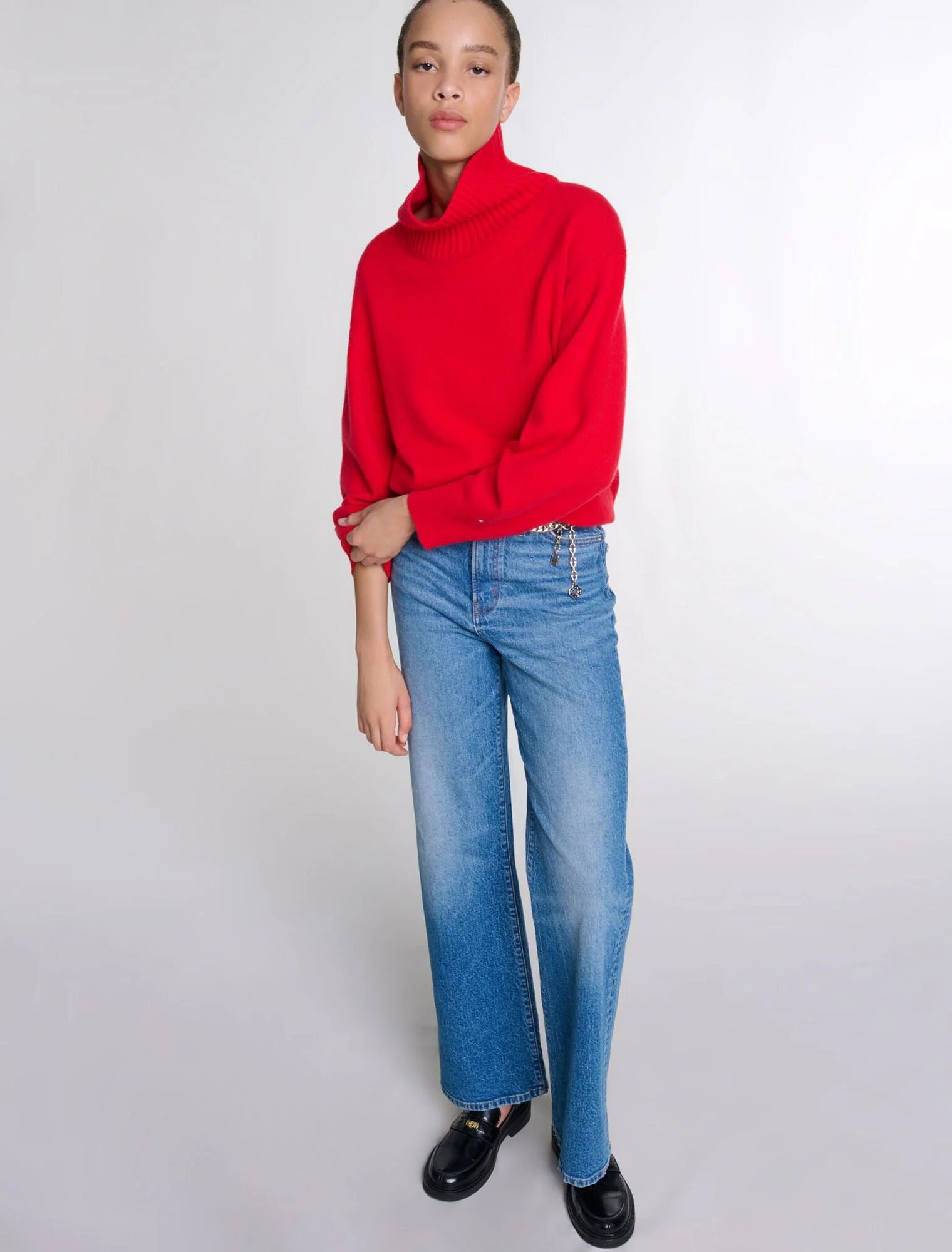 Jeans with chain-link belt Blue - Image 3