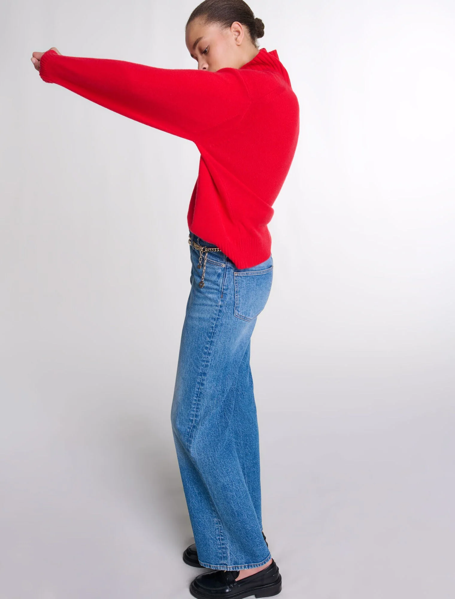 Jeans with chain-link belt Blue - Image 4