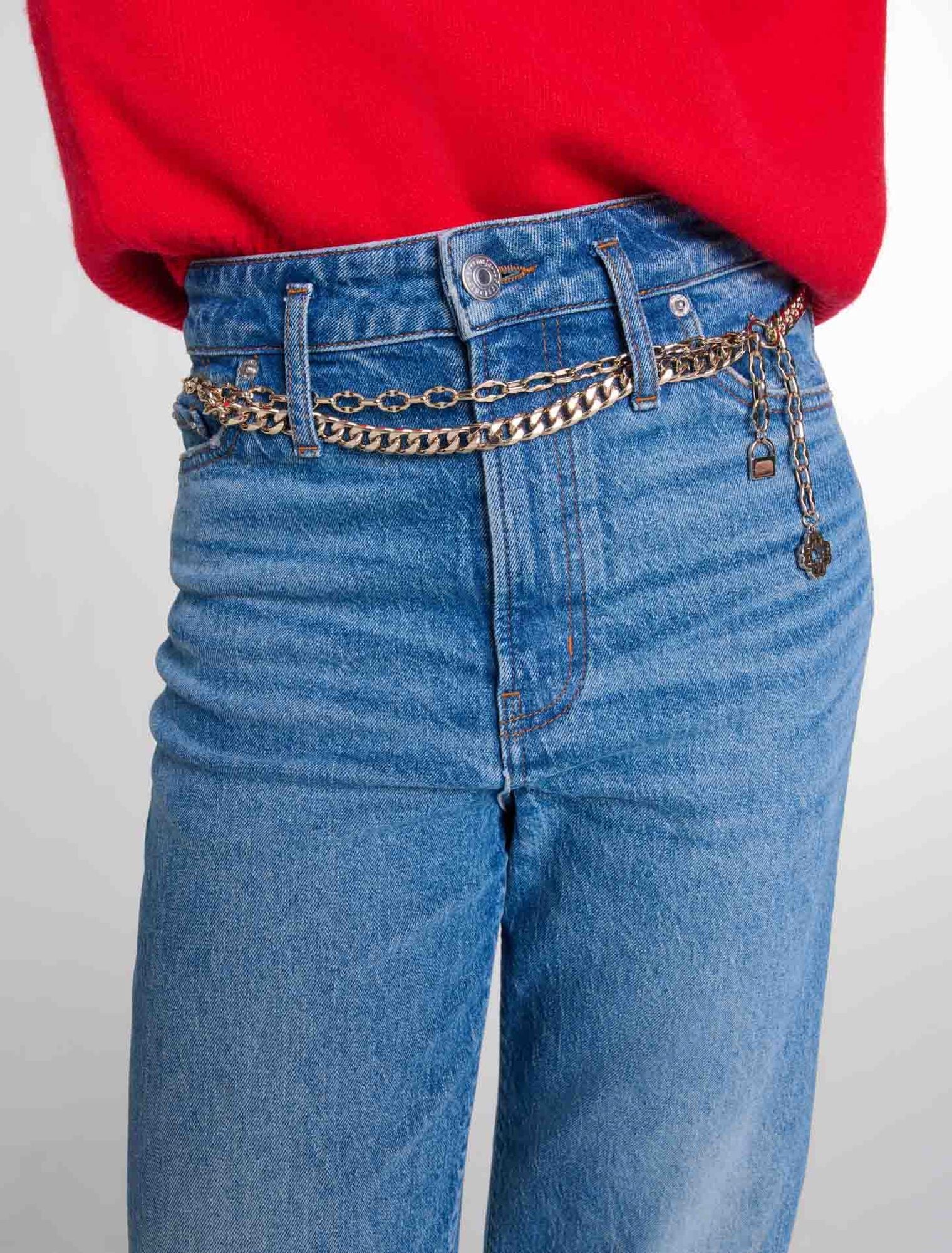 Jeans with chain-link belt Blue - Image 6