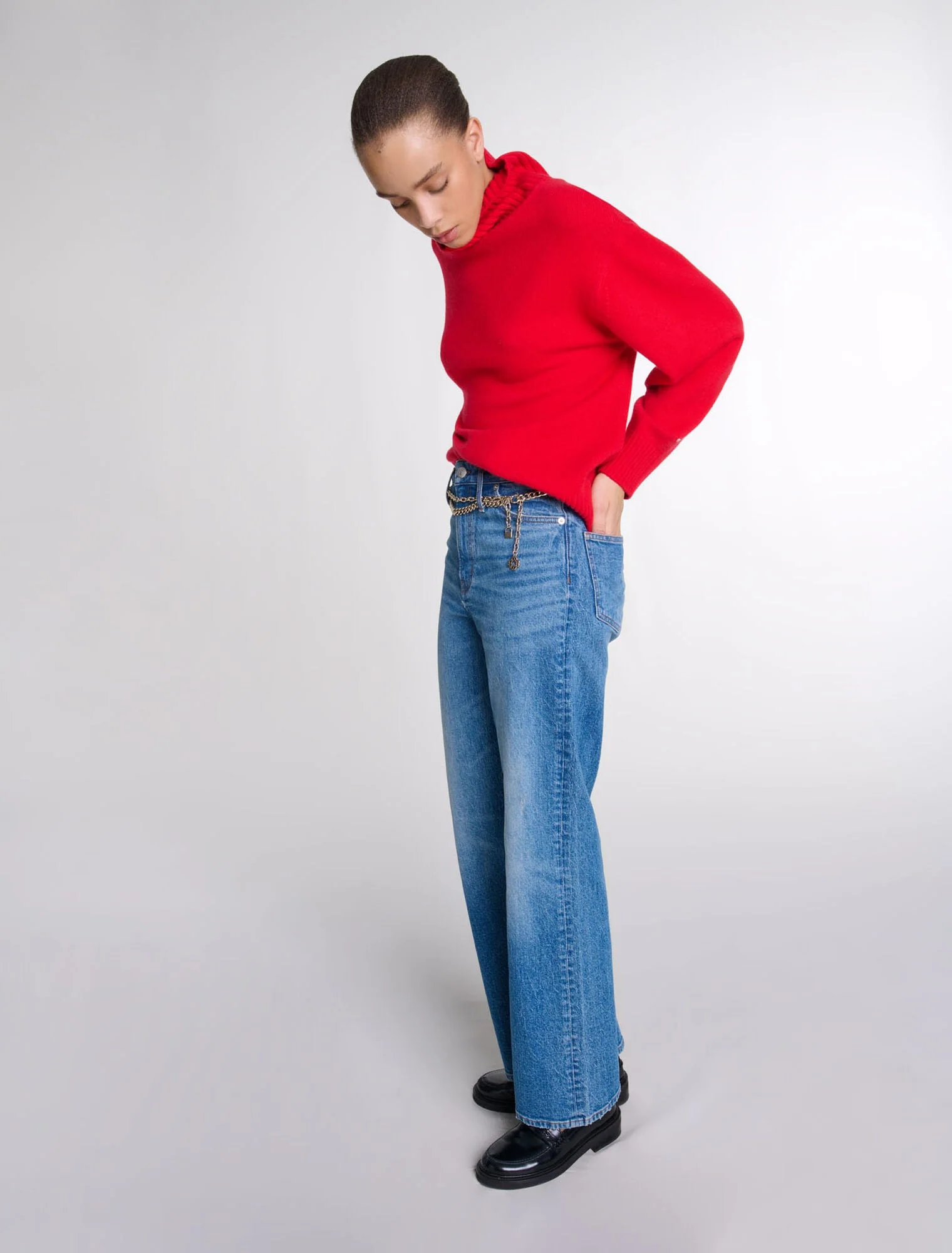 Jeans with chain-link belt Blue - Image 7