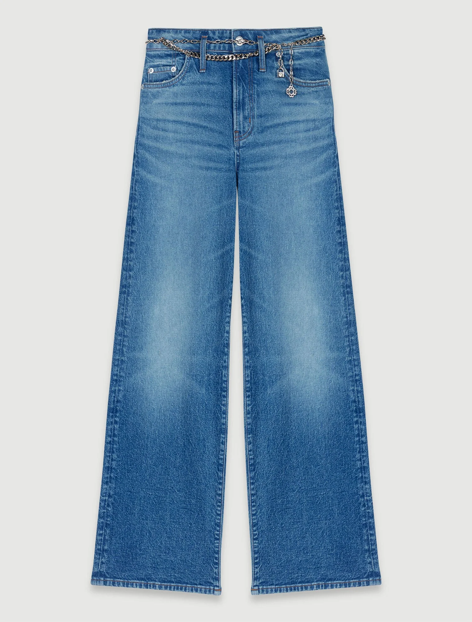 Jeans with chain-link belt Blue - Image 8