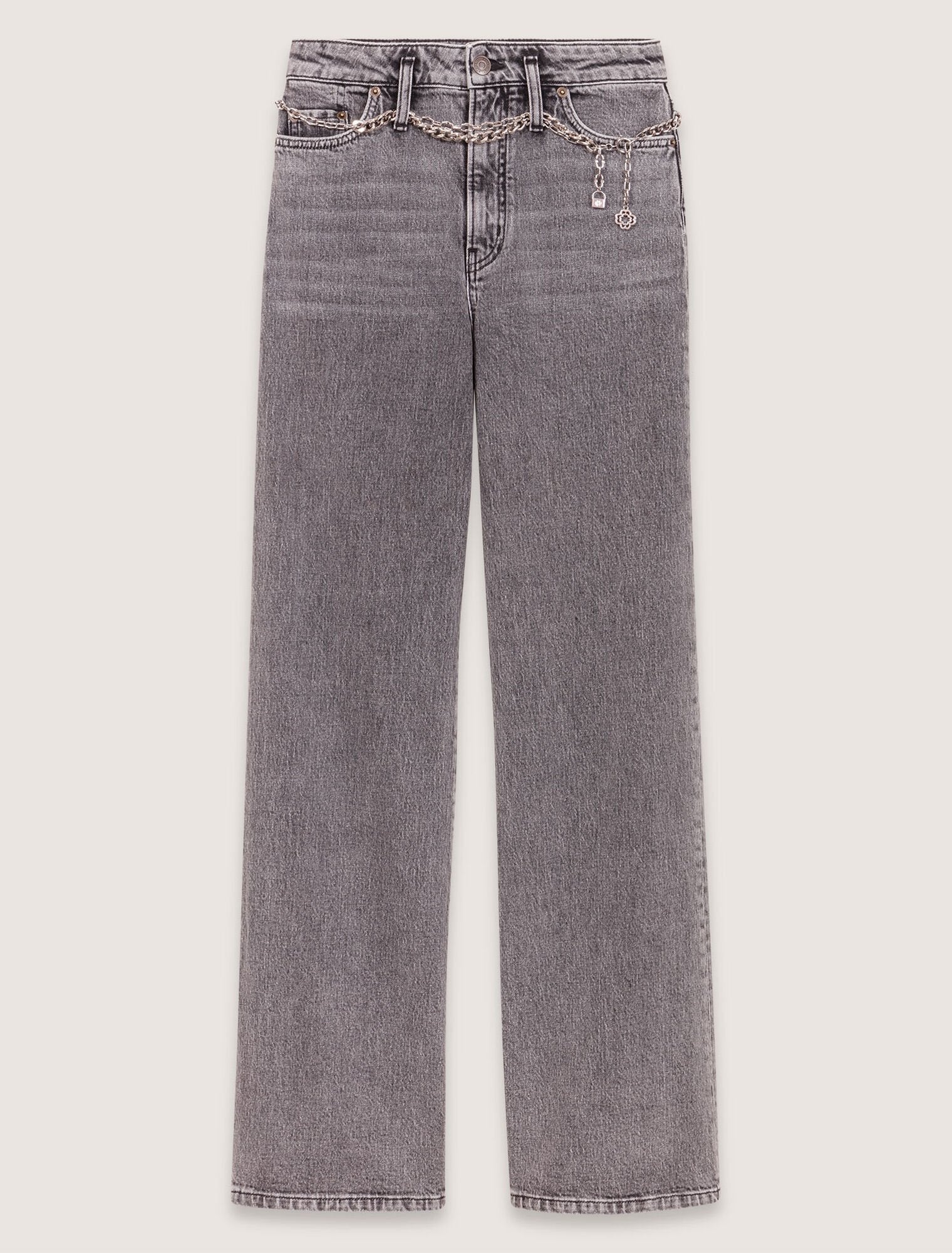 Wide-leg jeans with chain-link belt Grey - Image 7