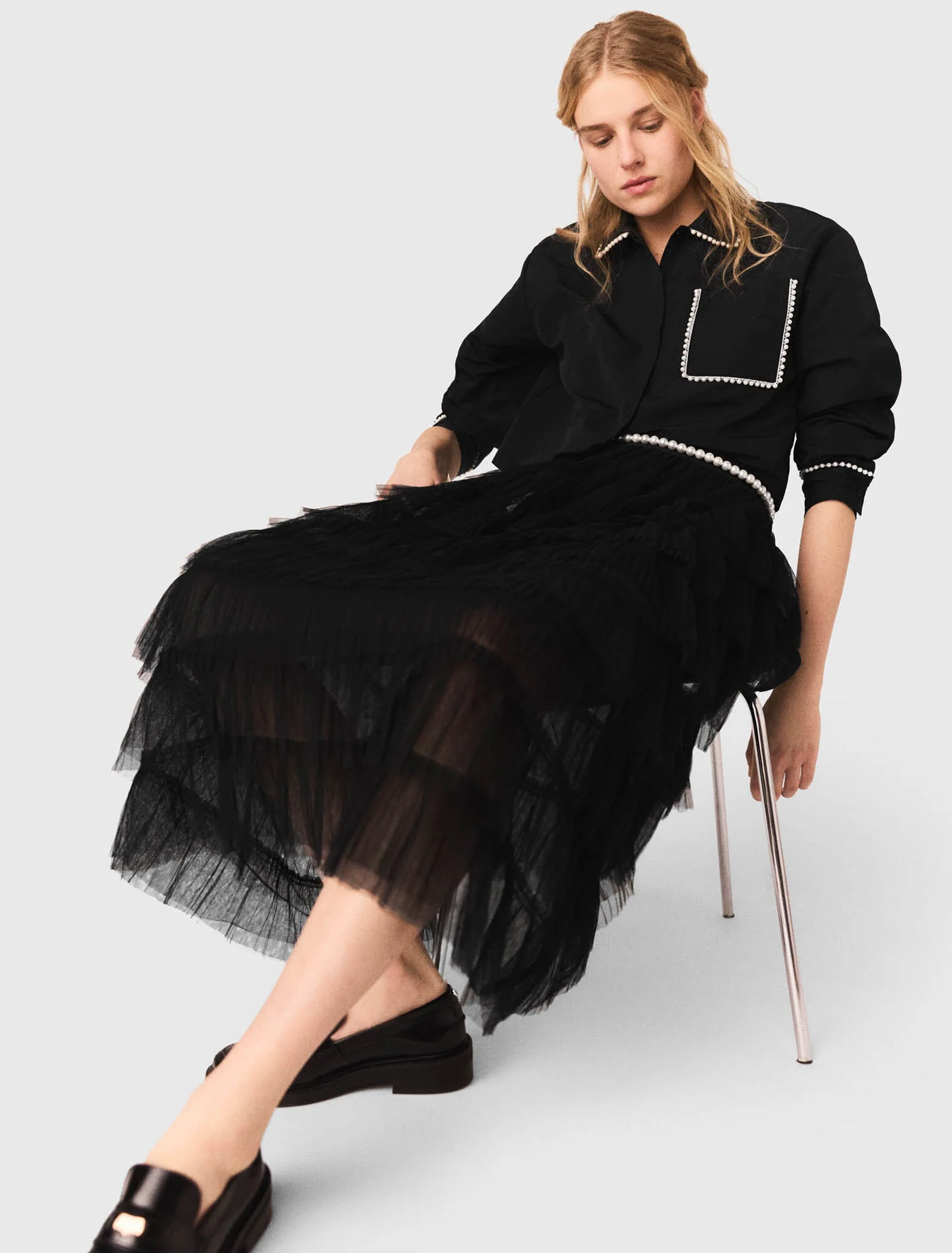 Tulle midi skirt Black - Image 5