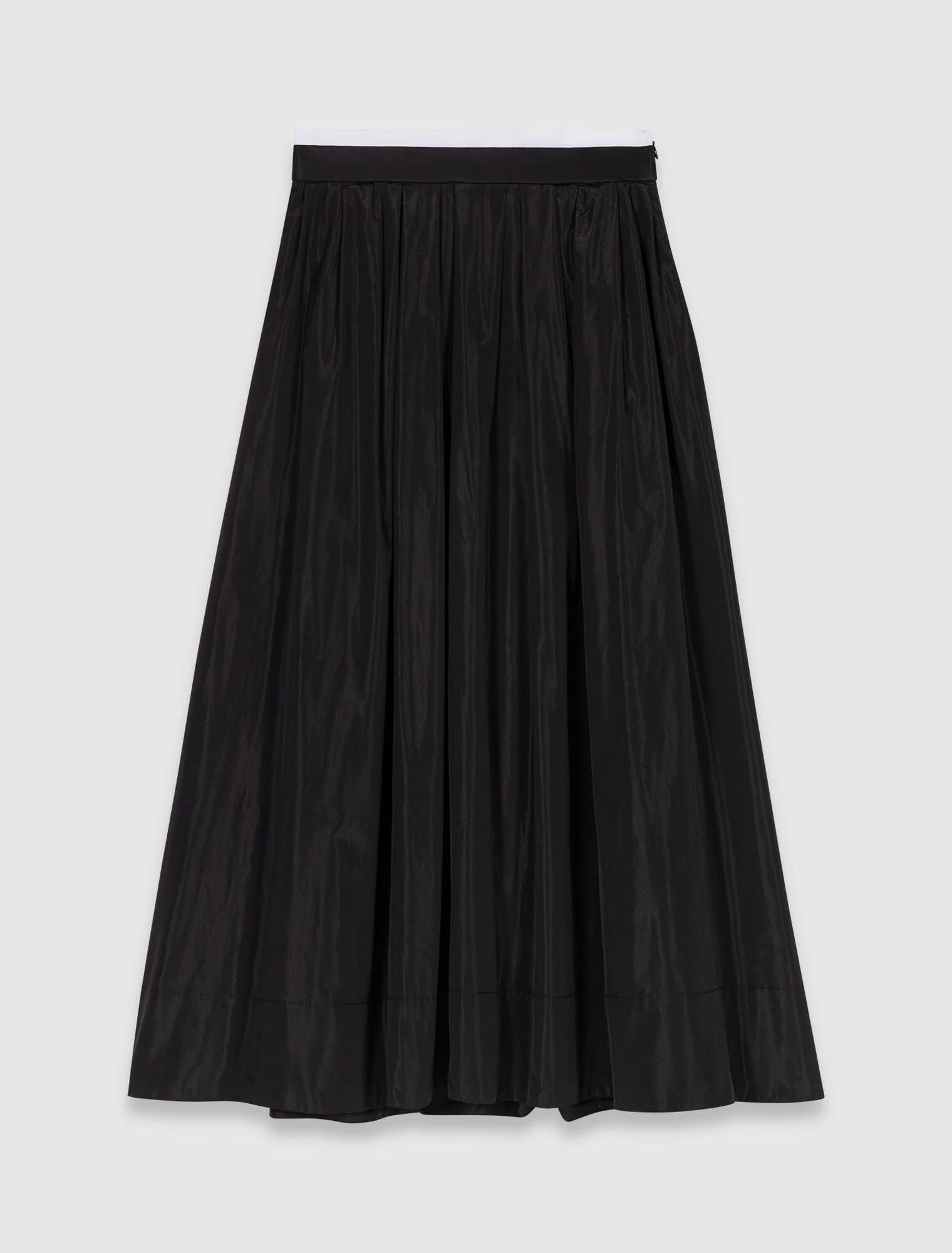 Long skirt with contrast waistband Black - Image 8