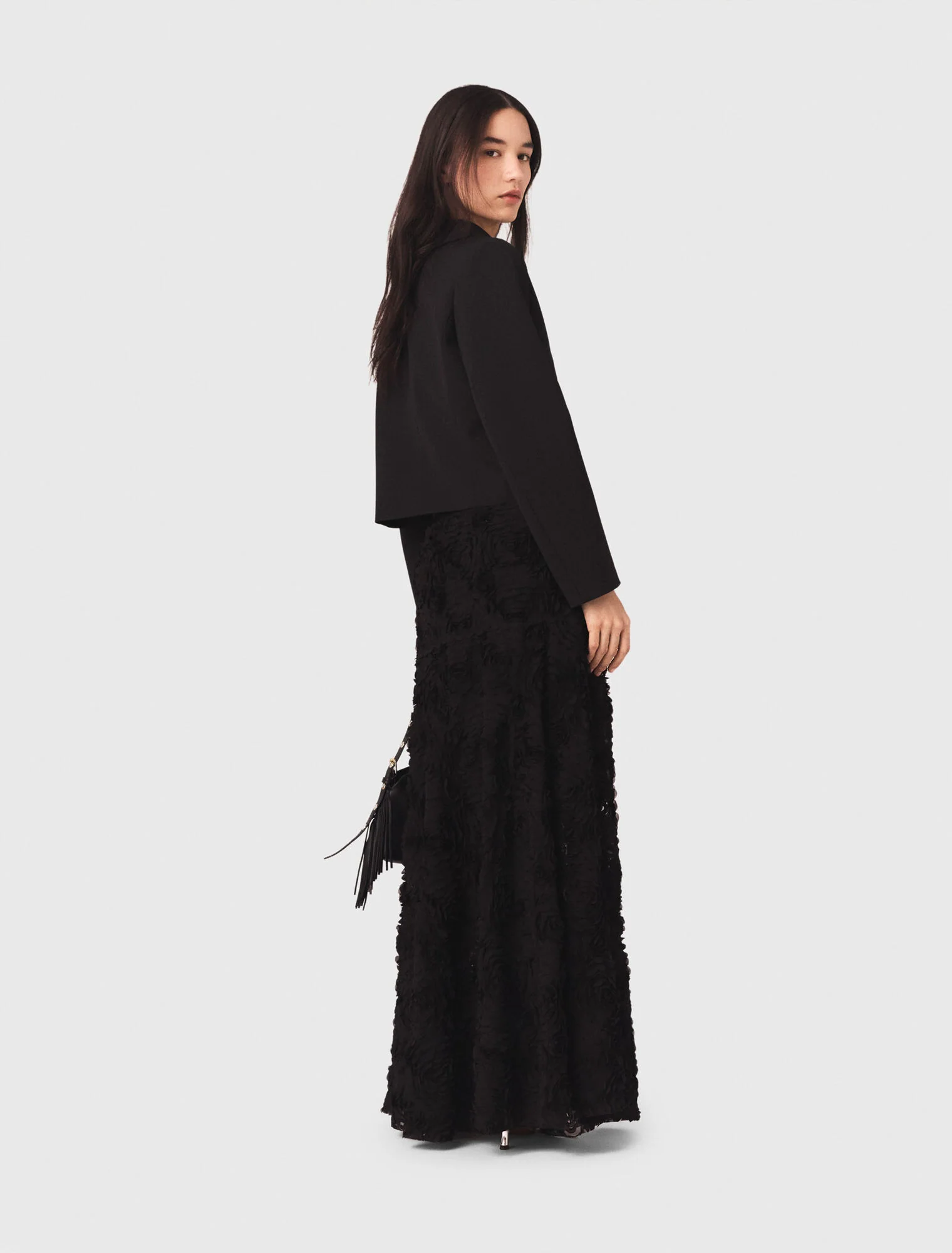 Long embroidered skirt Black - Image 3